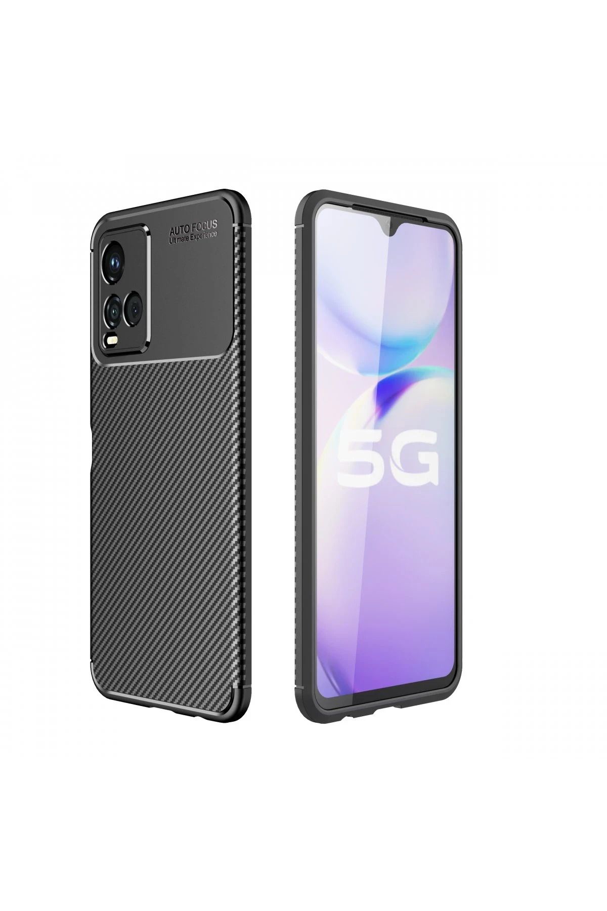 NewFace Vivo Y21S Kılıf Auto Focus Karbon Kapak - Siyah BSTMY