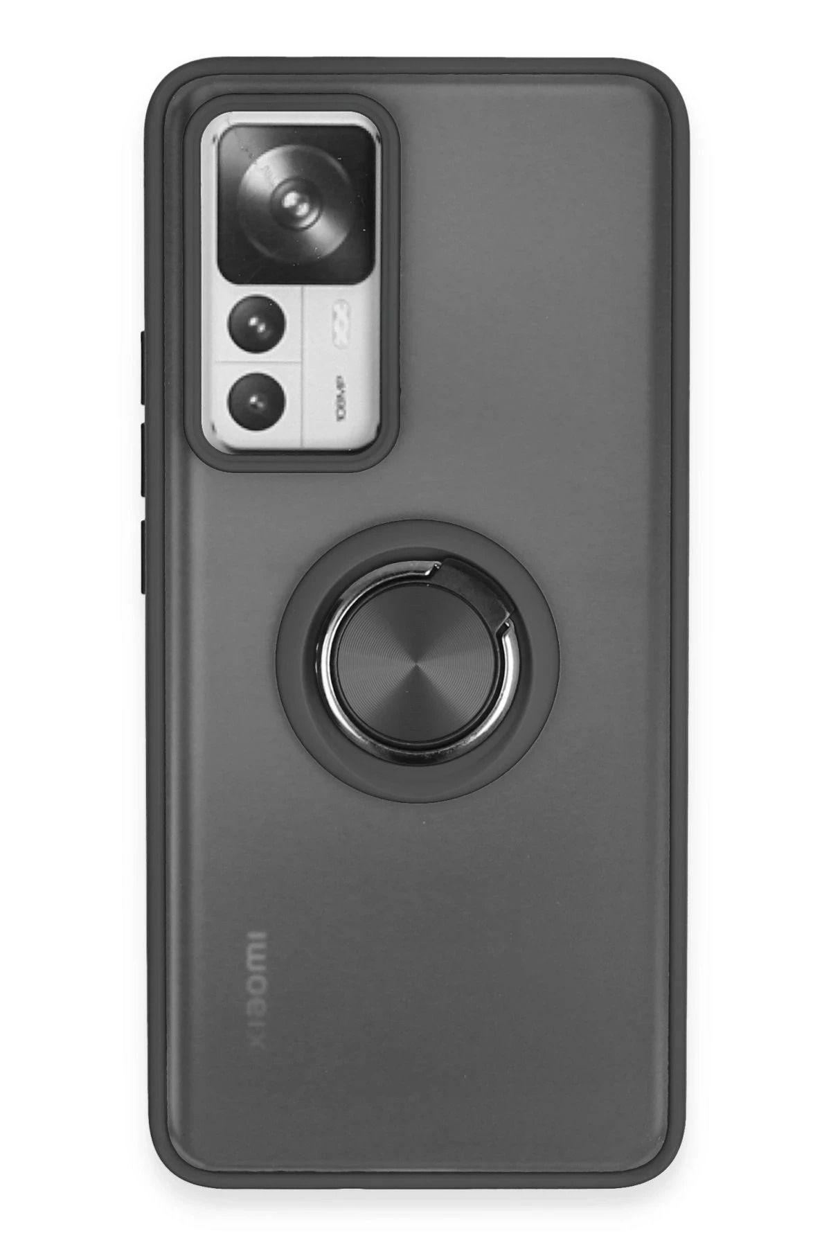 NewFace Xiaomi Mi 12T Pro Kılıf Montreal Yüzüklü Silikon Kapak - Siyah HNZRN