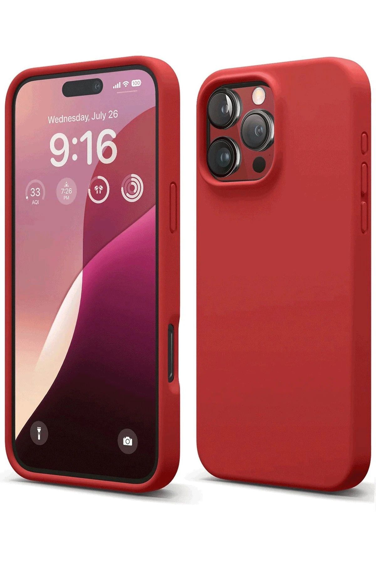 NewFace iPhone 16 Pro Max Kılıf Nano içi Kadife Silikon - Kırmızı BSTMY