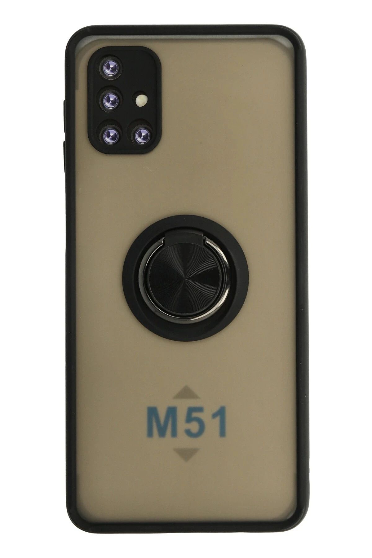 NewFace Samsung Galaxy M51 Kılıf Montreal Yüzüklü Silikon Kapak - Siyah INSLM