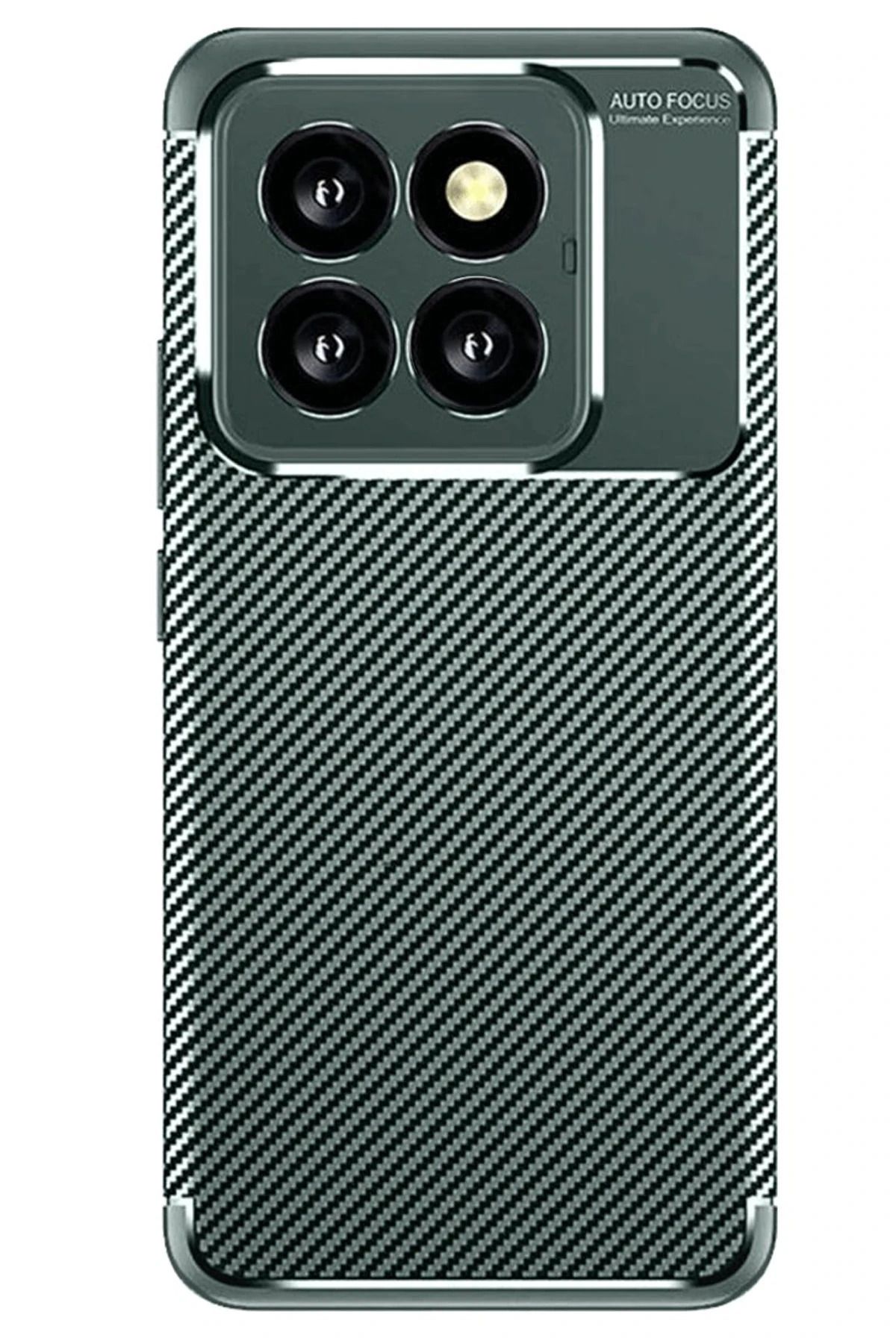 NewFace Xiaomi Mi 14T Pro Kılıf Auto Focus Karbon Kapak - Koyu Yeşil HNZRN