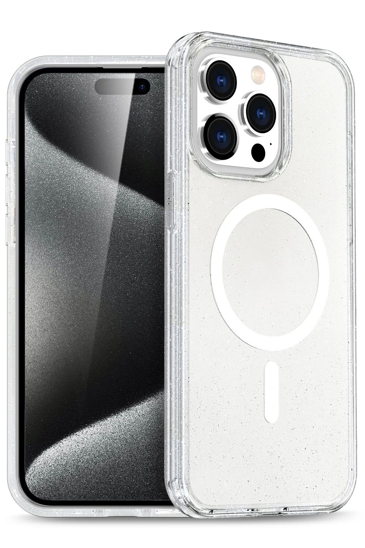 NewFace iPhone 15 Pro Kılıf Glow Magsafe Kapak - Şeffaf NRMSA