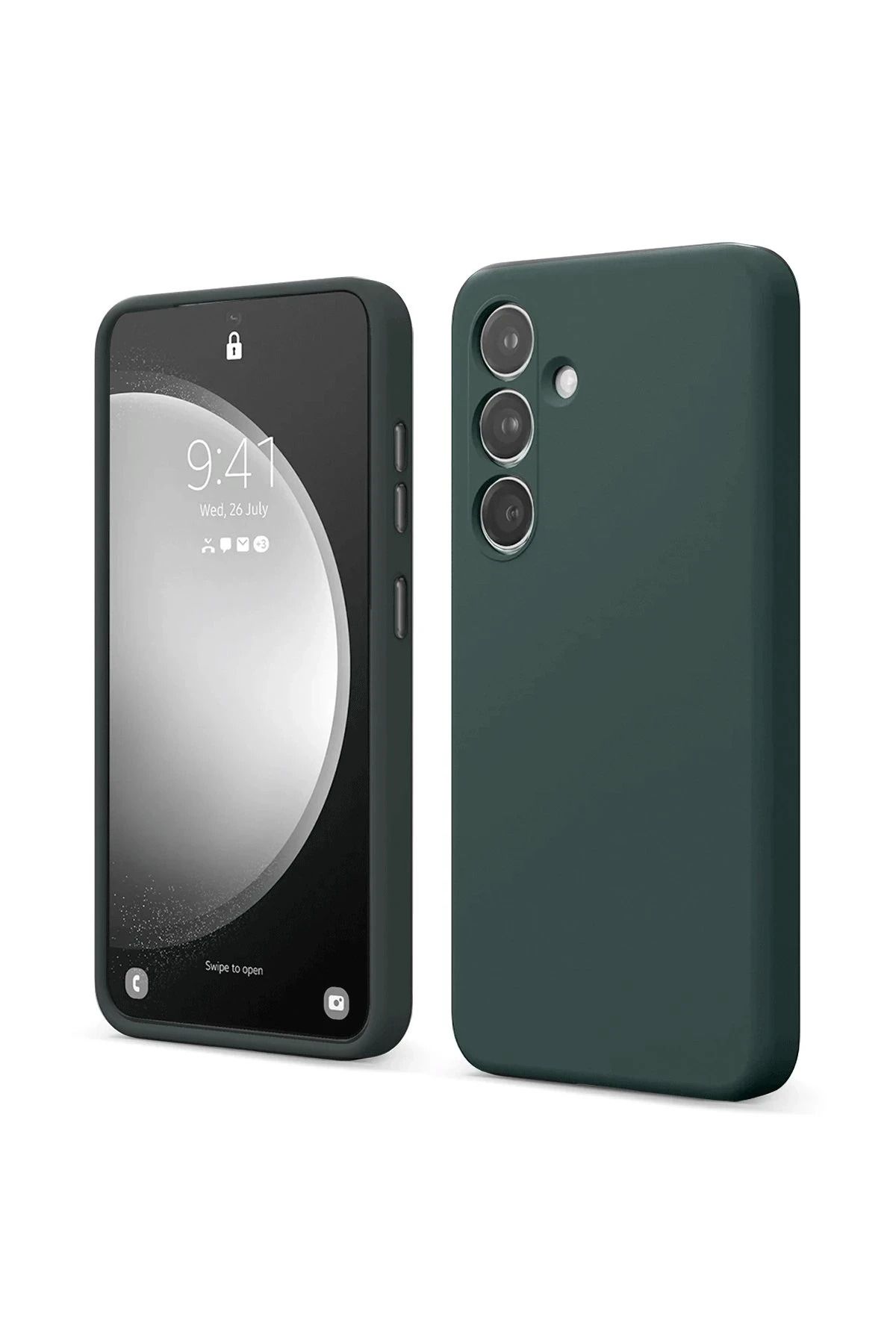 NewFace Samsung Galaxy S24 FE Kılıf First Silikon - Koyu Yeşil HNZRN