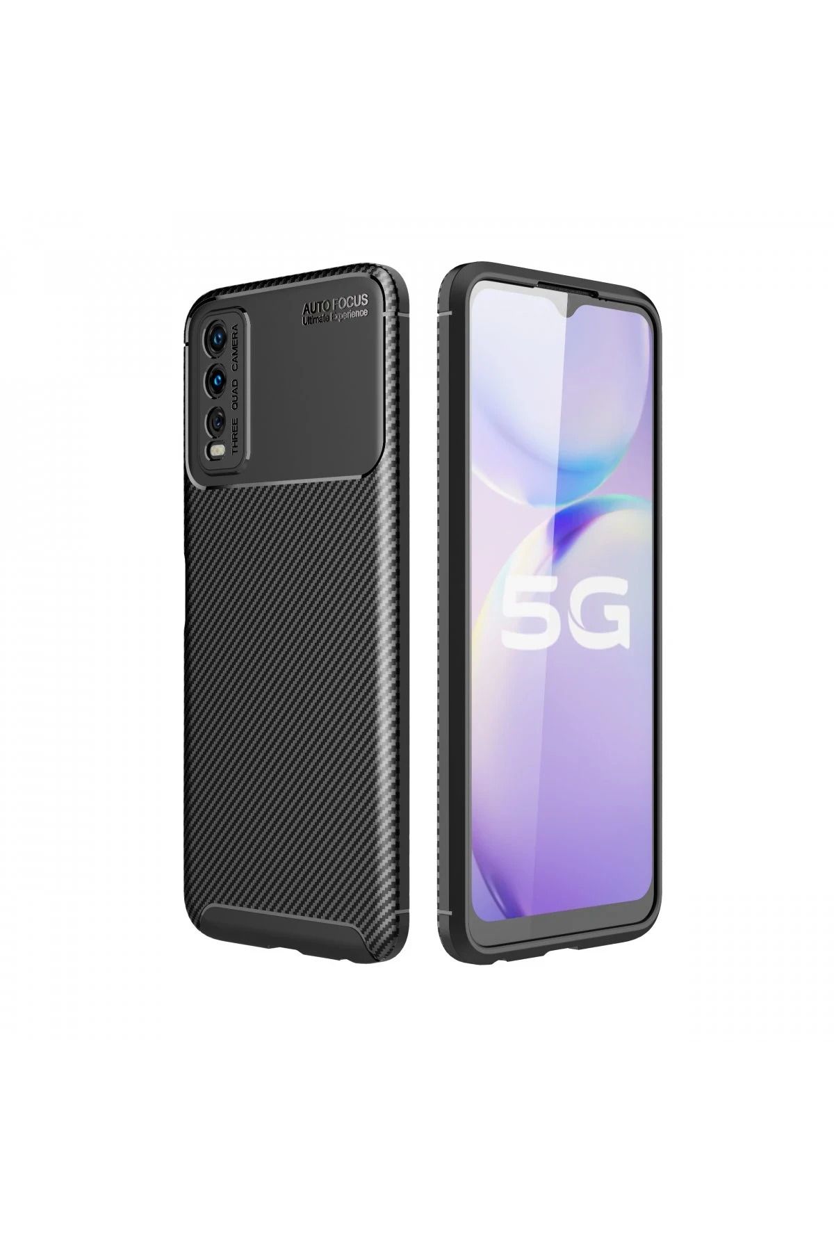 NewFace Vivo Y11S Kılıf Auto Focus Karbon Kapak - Siyah INSLM