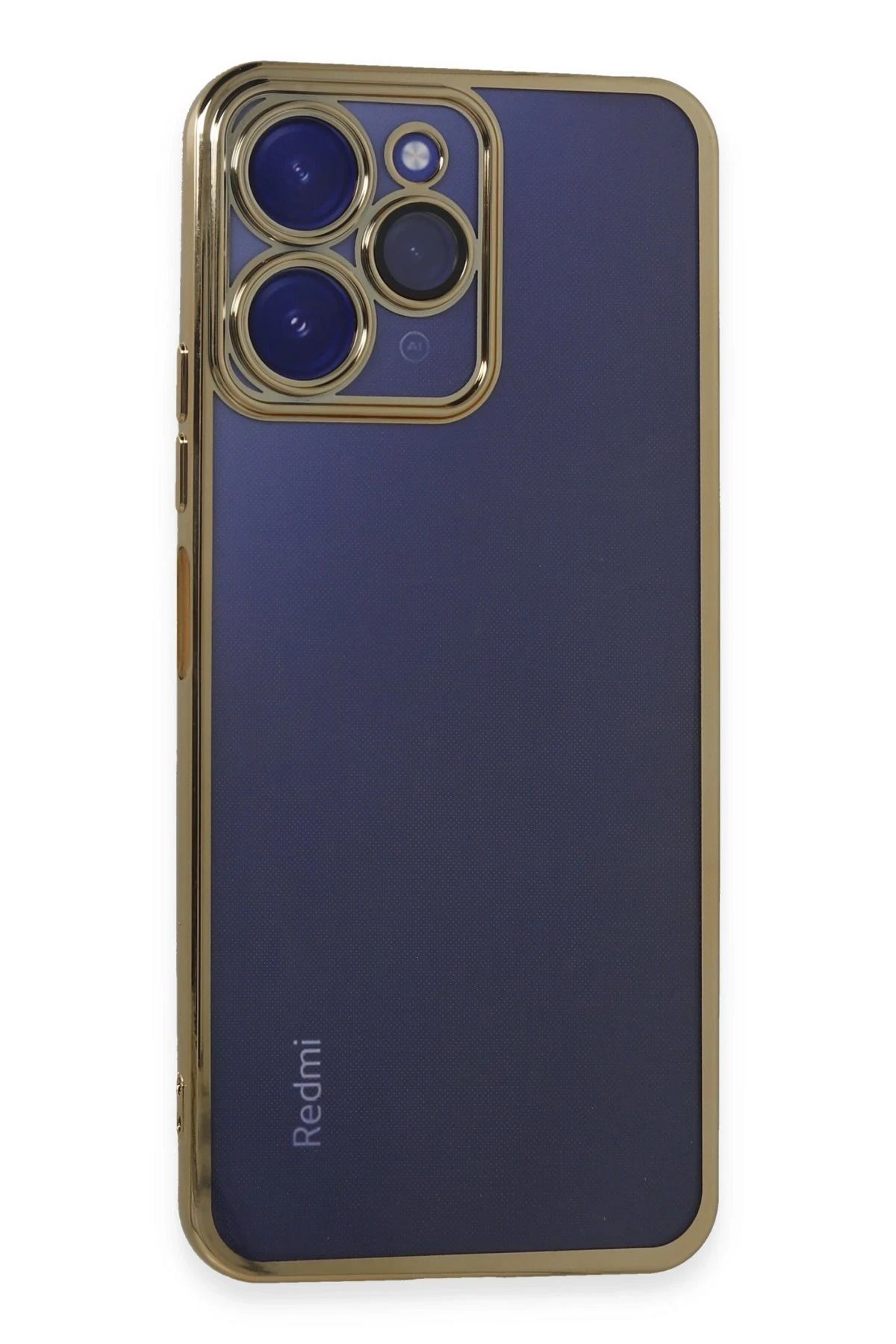 NewFace Xiaomi Redmi 12 Kılıf Lensli Silikon - Gold NRMSA