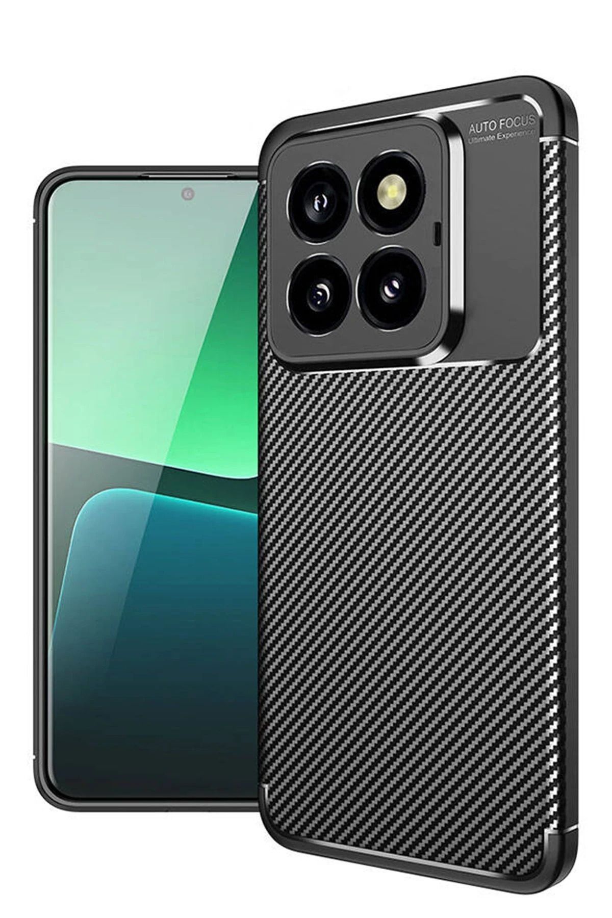 NewFace Xiaomi Mi 14T Pro Kılıf Auto Focus Karbon Kapak - Siyah HNZRN