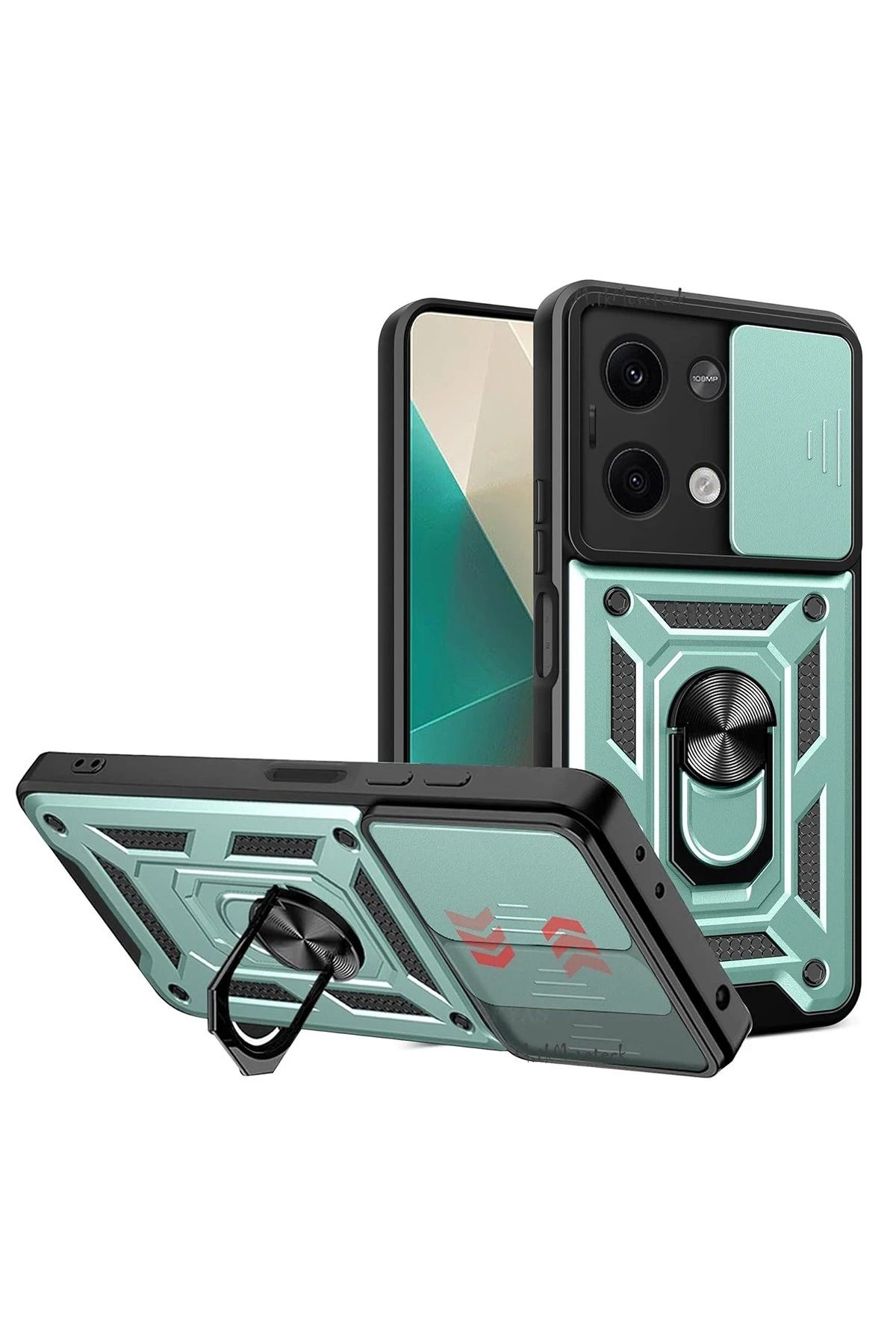NewFace Xiaomi Poco X6 Kılıf Pars Lens Yüzüklü Silikon - Yeşil BSTMY