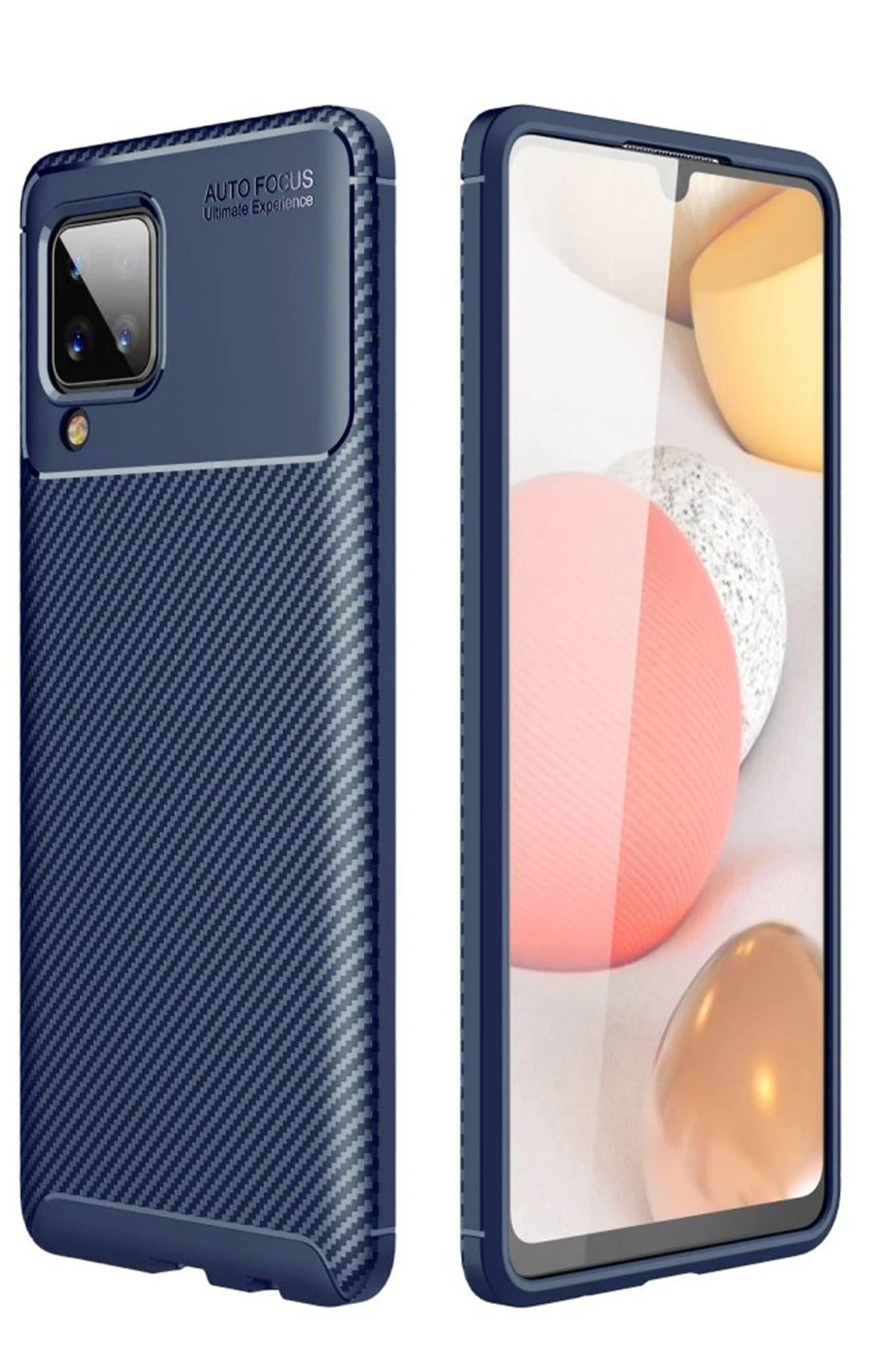 NewFace Samsung Galaxy A22 Kılıf Auto Focus Karbon Kapak - Lacivert BSTMY