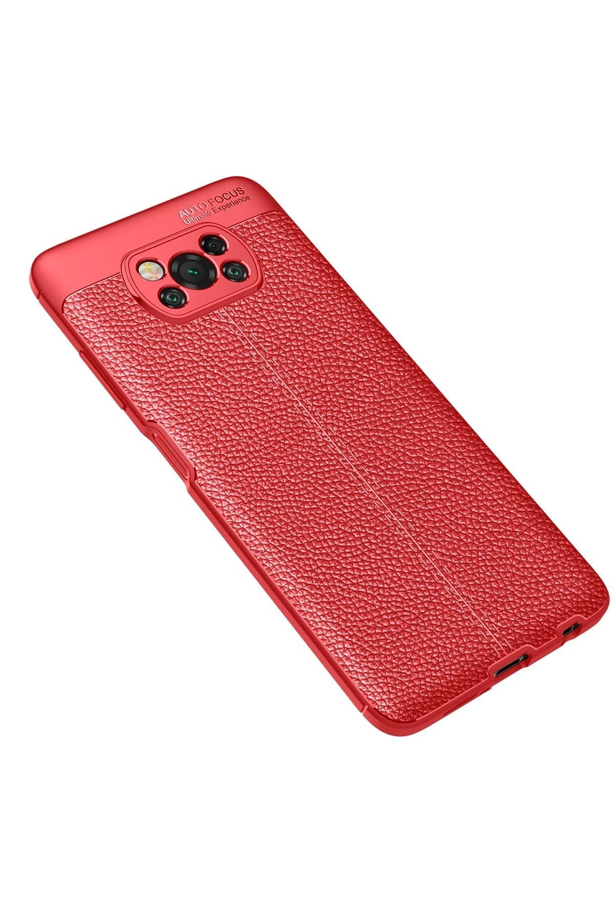 NewFace Xiaomi Pocophone X3 Kılıf Auto Focus Kapak - Kırmızı JOJUA