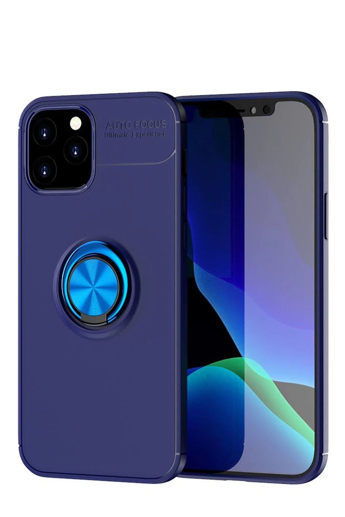 NewFace iPhone 12 Kılıf Range Yüzüklü Silikon - Mavi BSTMY