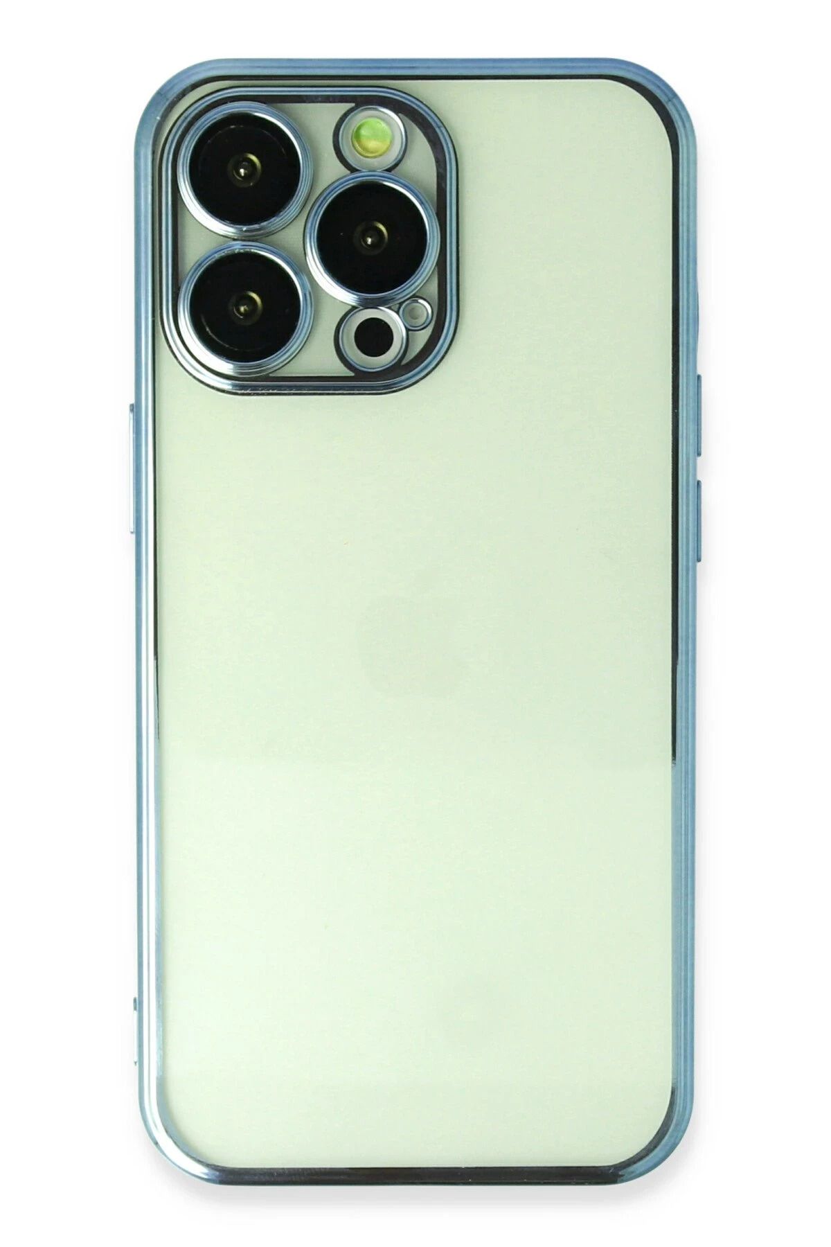 NewFace iPhone 13 Pro Max Kılıf Lensli Silikon - Açık Mavi BSTMY