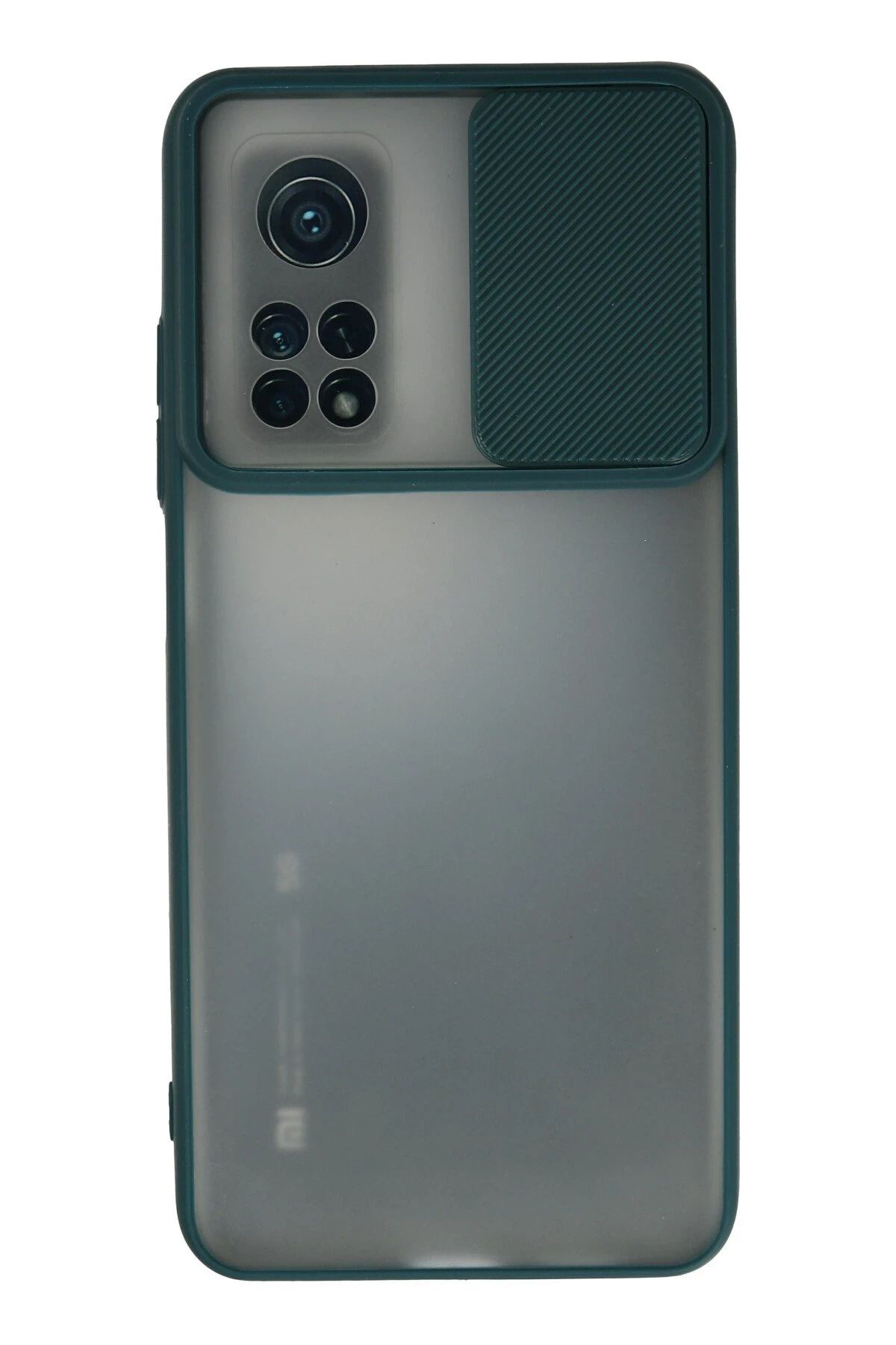 NewFace Xiaomi Mi 10T Kılıf Palm Buzlu Kamera Sürgülü Silikon - Yeşil BSTMY