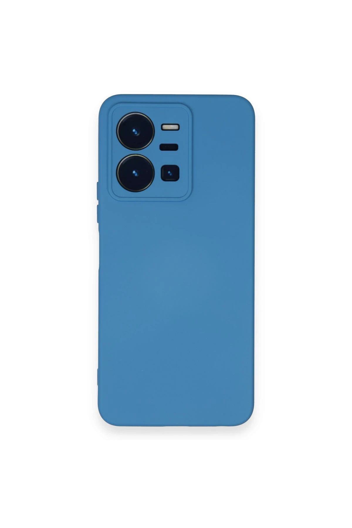 NewFace Vivo Y35 uyumlu  Kılıf Nano içi Kadife Silikon - Mavi HNZRN