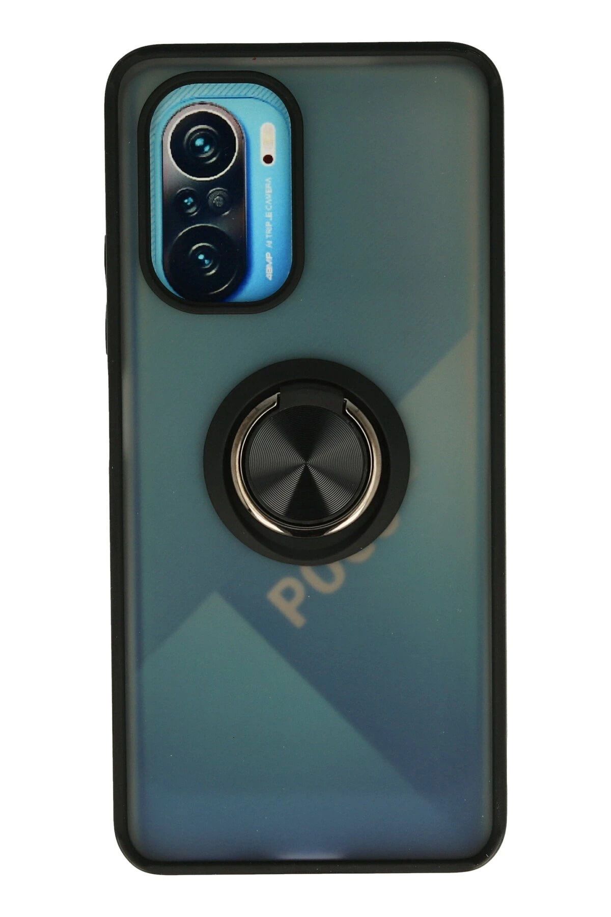 NewFace Xiaomi Redmi K40 Kılıf Montreal Yüzüklü Silikon Kapak - Siyah JOJUA