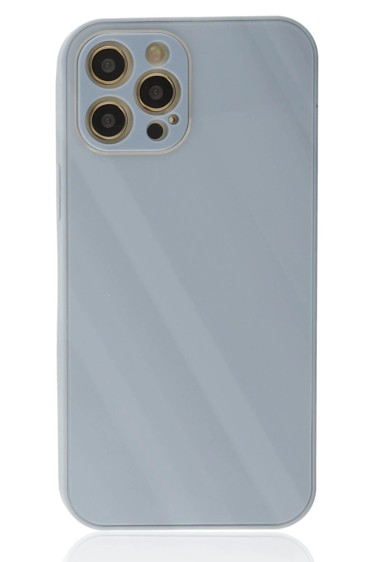 NewFace iPhone 12 Pro Kılıf Glass Kapak - Sky Blue FERRG