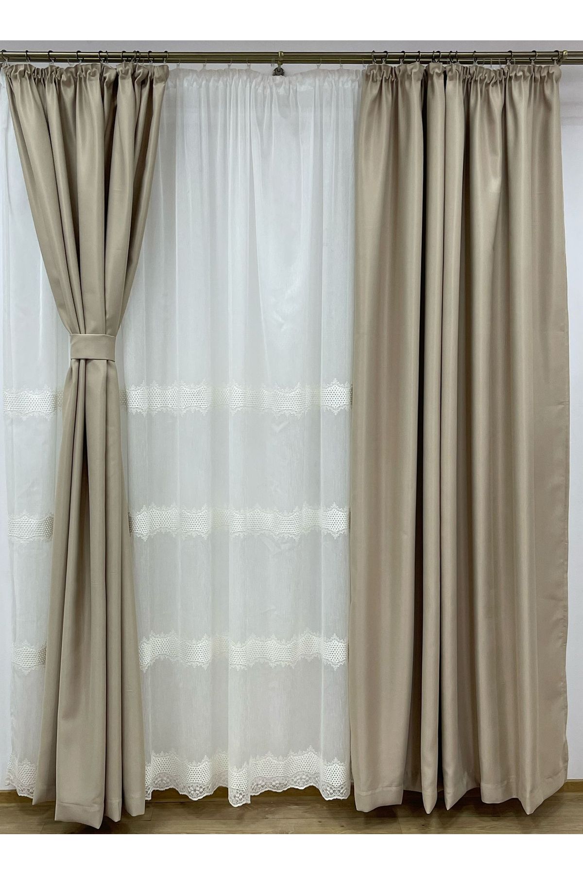 Liz Line-Set of two blackout curtains, cappuccino, "Monocrom Signature" by Liz Line, with drapery 2x140x245 DR1214 4