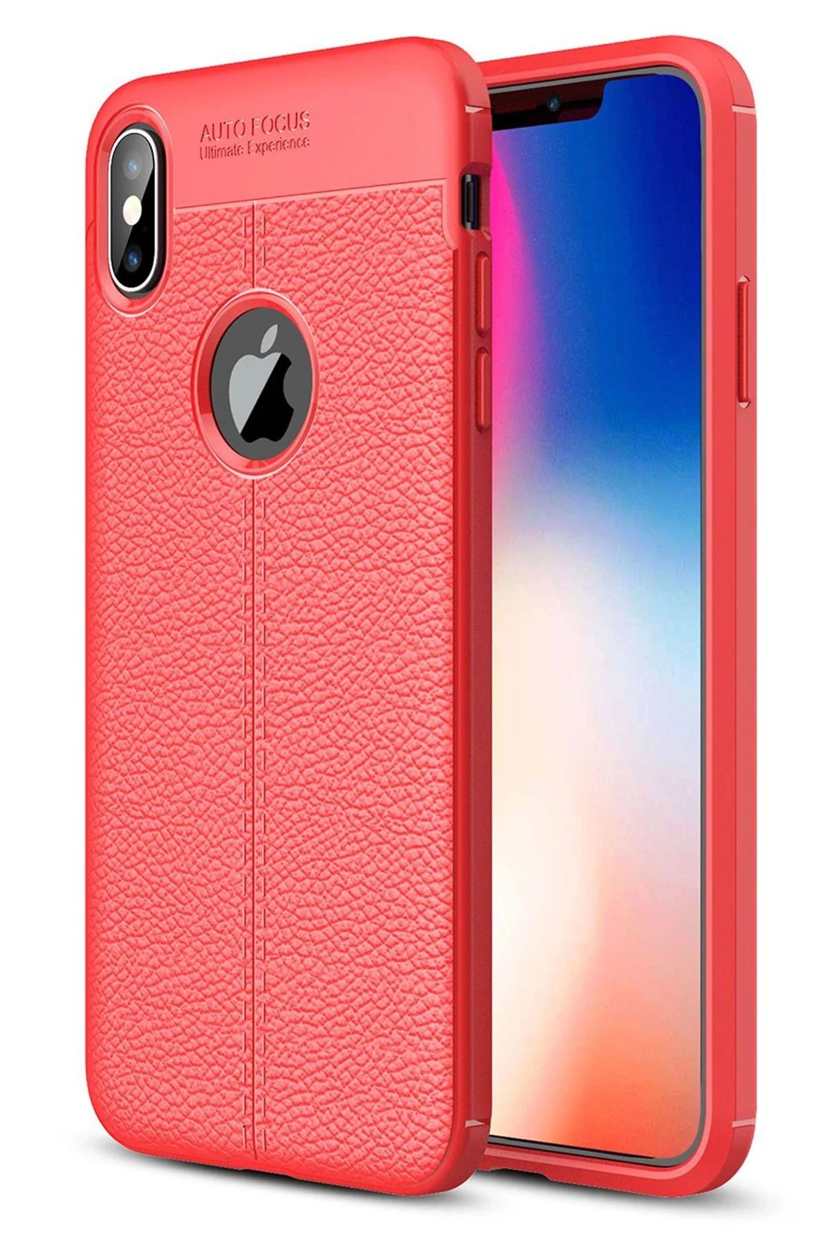 NewFace iPhone X Kılıf Auto Focus Kapak - Kırmızı NRMSA