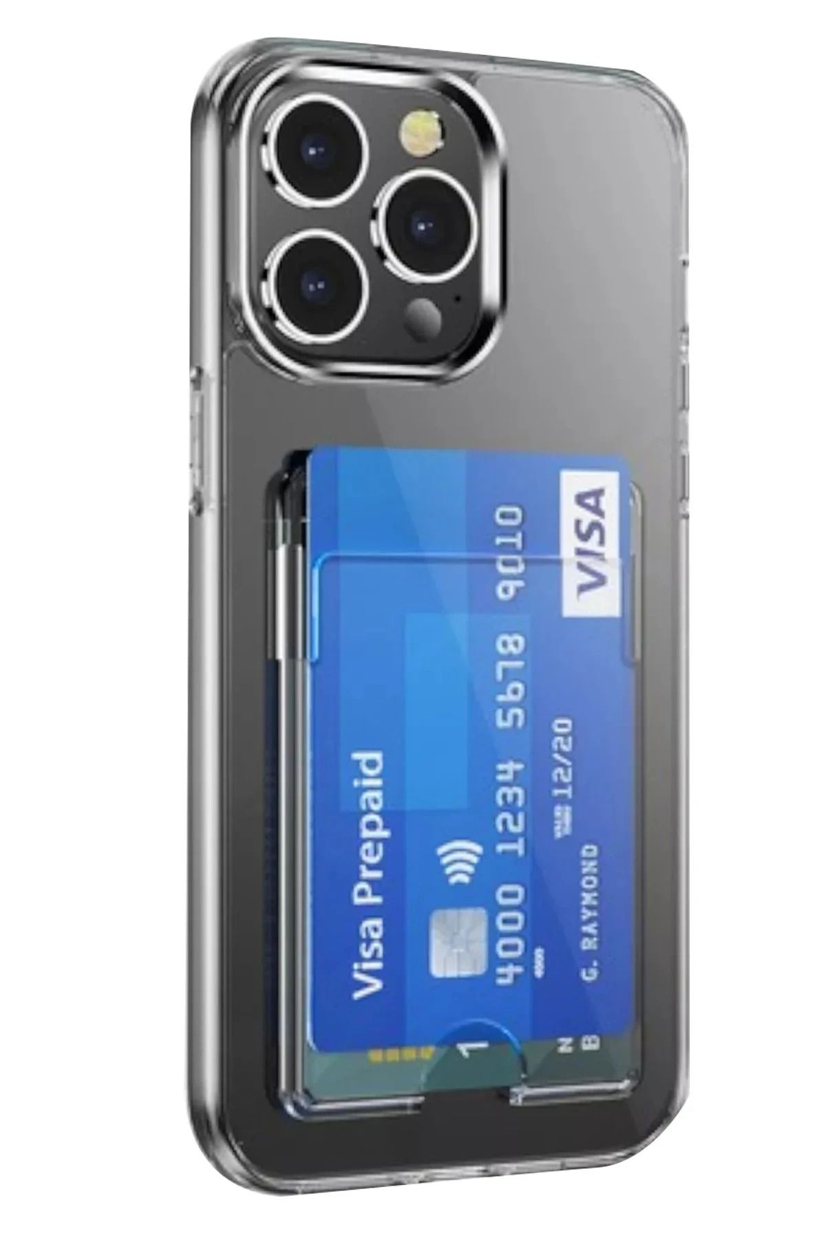 NewFace iPhone 15 Pro Kılıf Kart Şeffaf Silikon - Şeffaf NRMSA