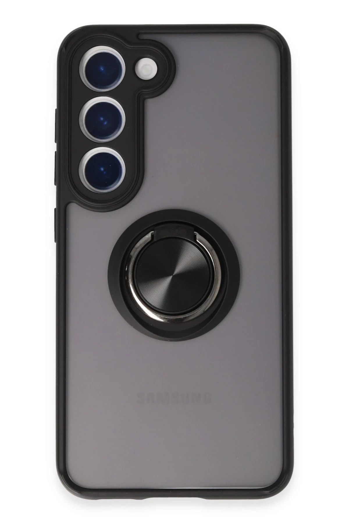 NewFace Samsung Galaxy S23 Kılıf Montreal Yüzüklü Silikon Kapak - Siyah NRMSA