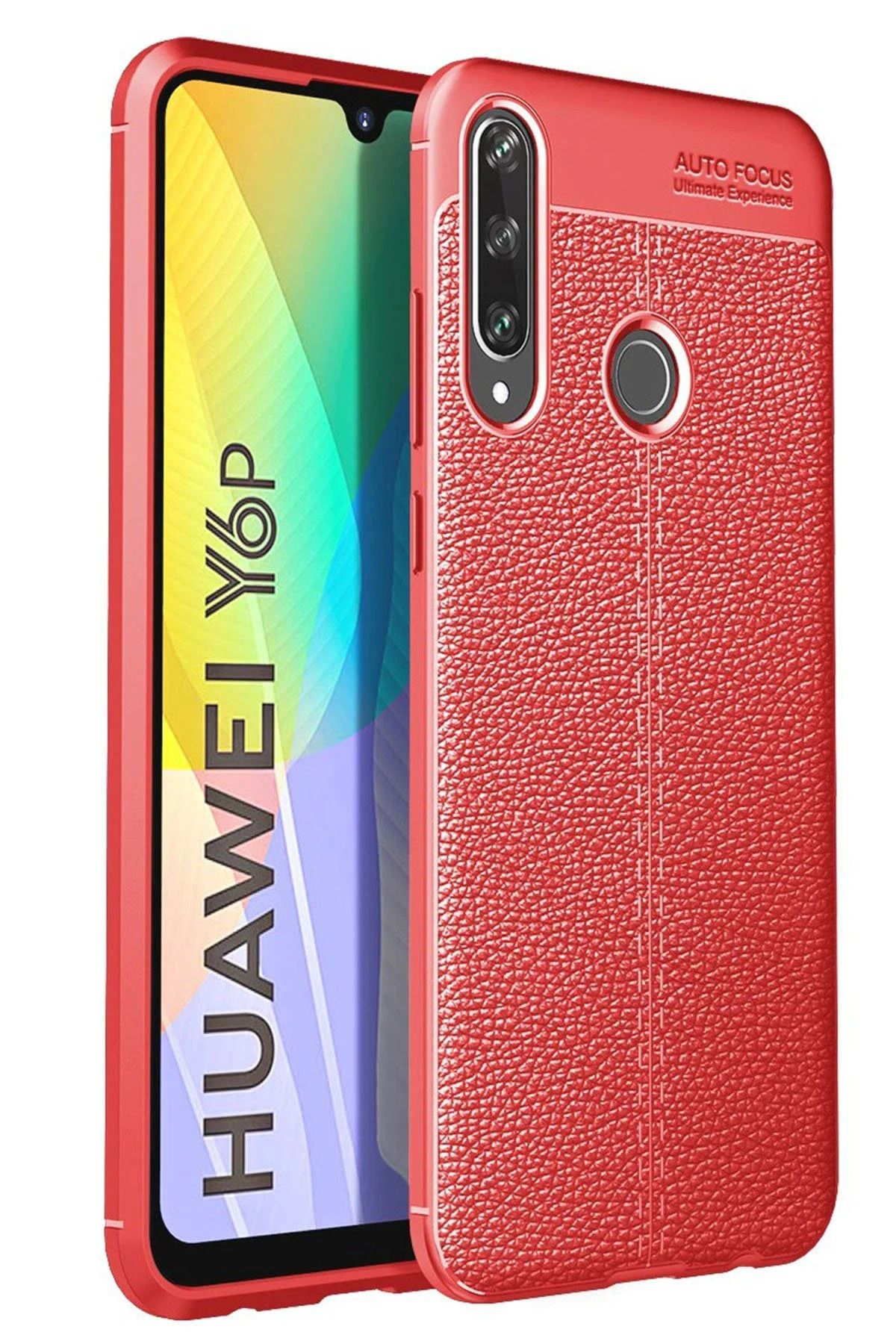 NewFace Huawei Y6P Kılıf Auto Focus Kapak - Kırmızı NRMSA