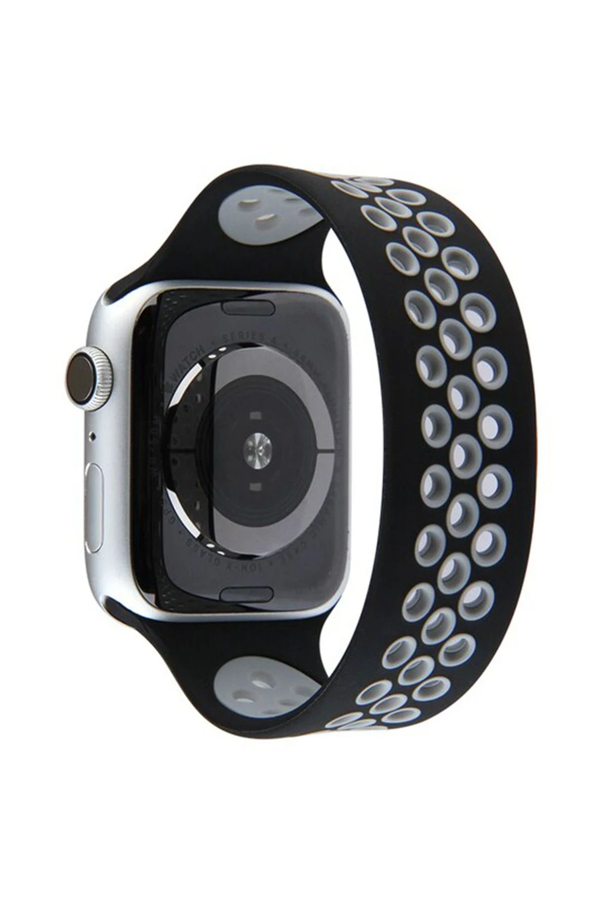 NewFace Apple Watch 42mm Ayarlı Delikli Silikon Kordon - Siyah-Gri JOJUA