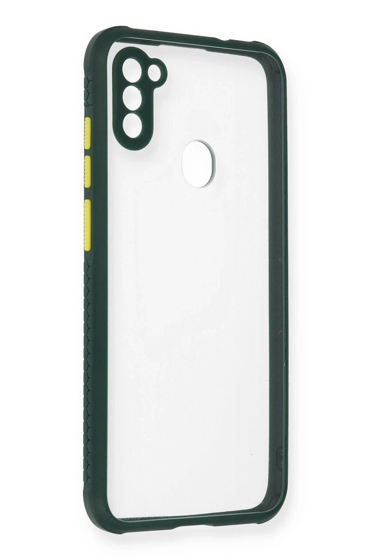 NewFace Samsung Galaxy A11 Kılıf Miami Şeffaf Silikon - Koyu Yeşil HNZRN