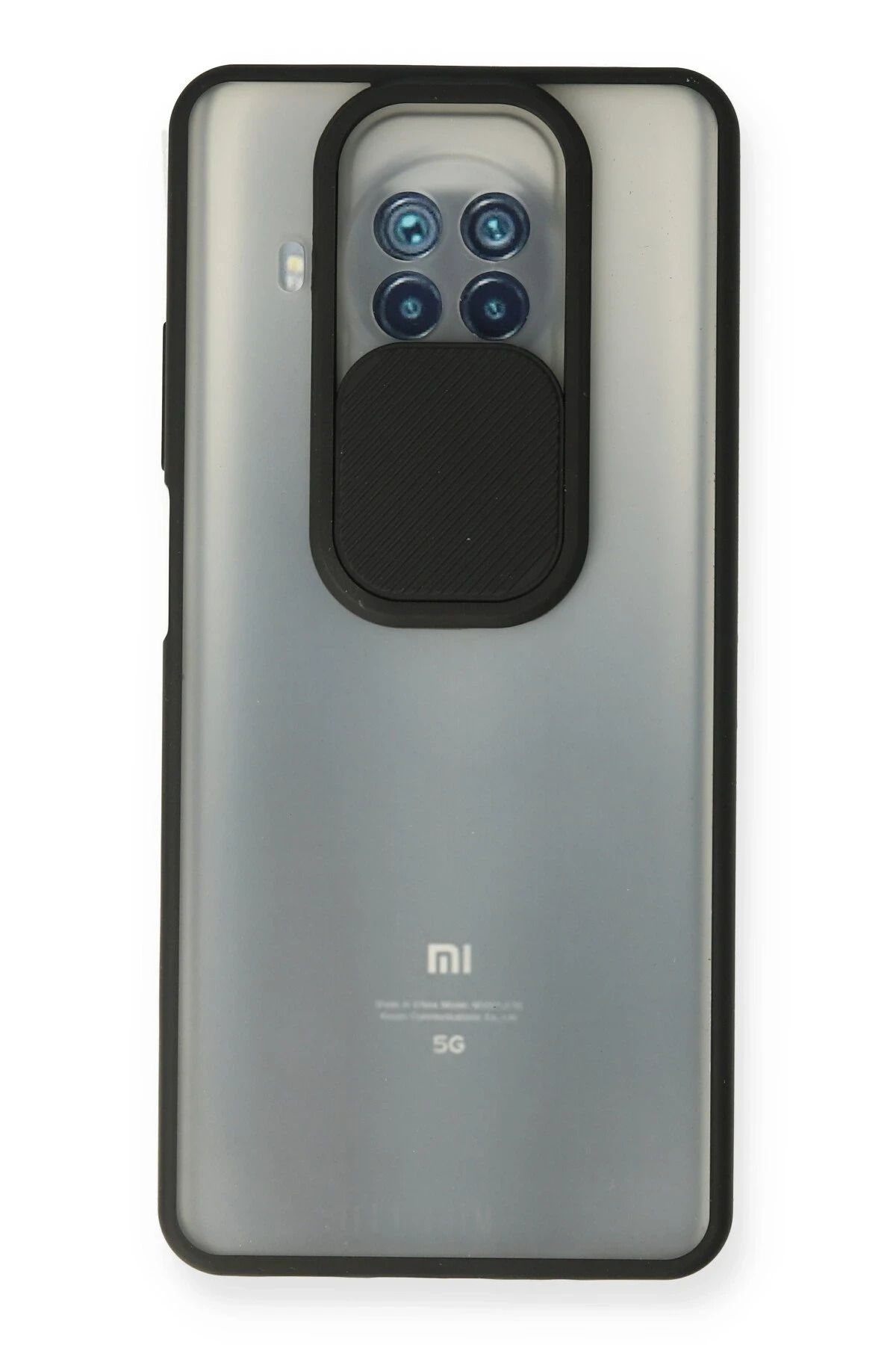 NewFace Xiaomi Mi 10T Lite Kılıf Palm Buzlu Kamera Sürgülü Silikon - Siyah BSTMY