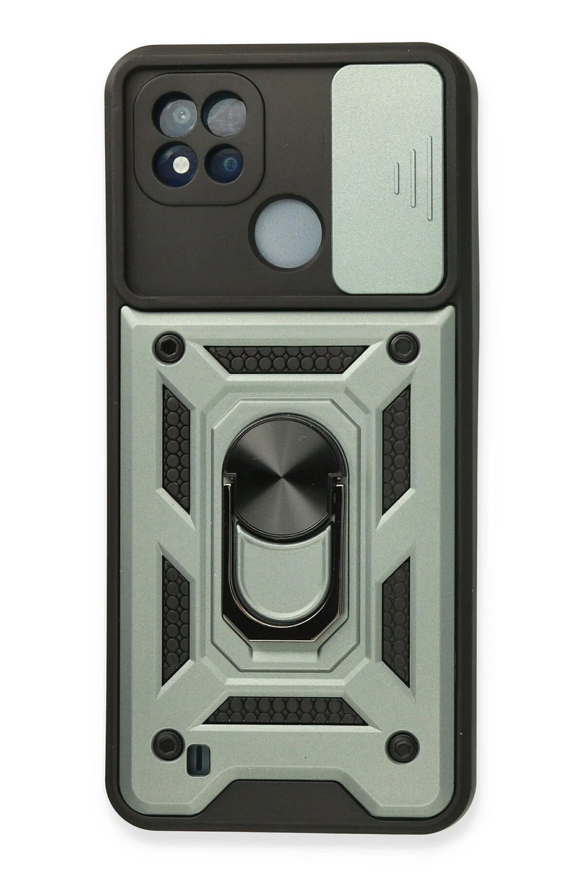 NewFace Realme C11 2021 Kılıf Pars Lens Yüzüklü Silikon - Yeşil HNZRN