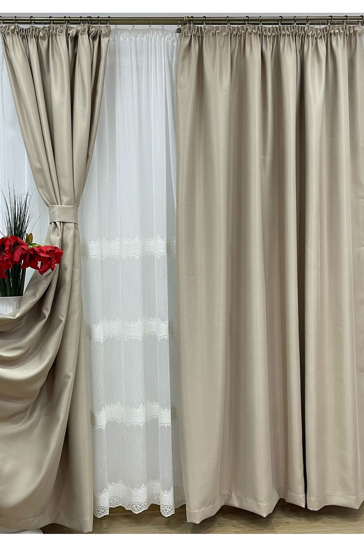 Liz Line-Set of two blackout curtains, cappuccino, "Monocrom Signature" by Liz Line, with drapery 2x140x245 DR1214 8