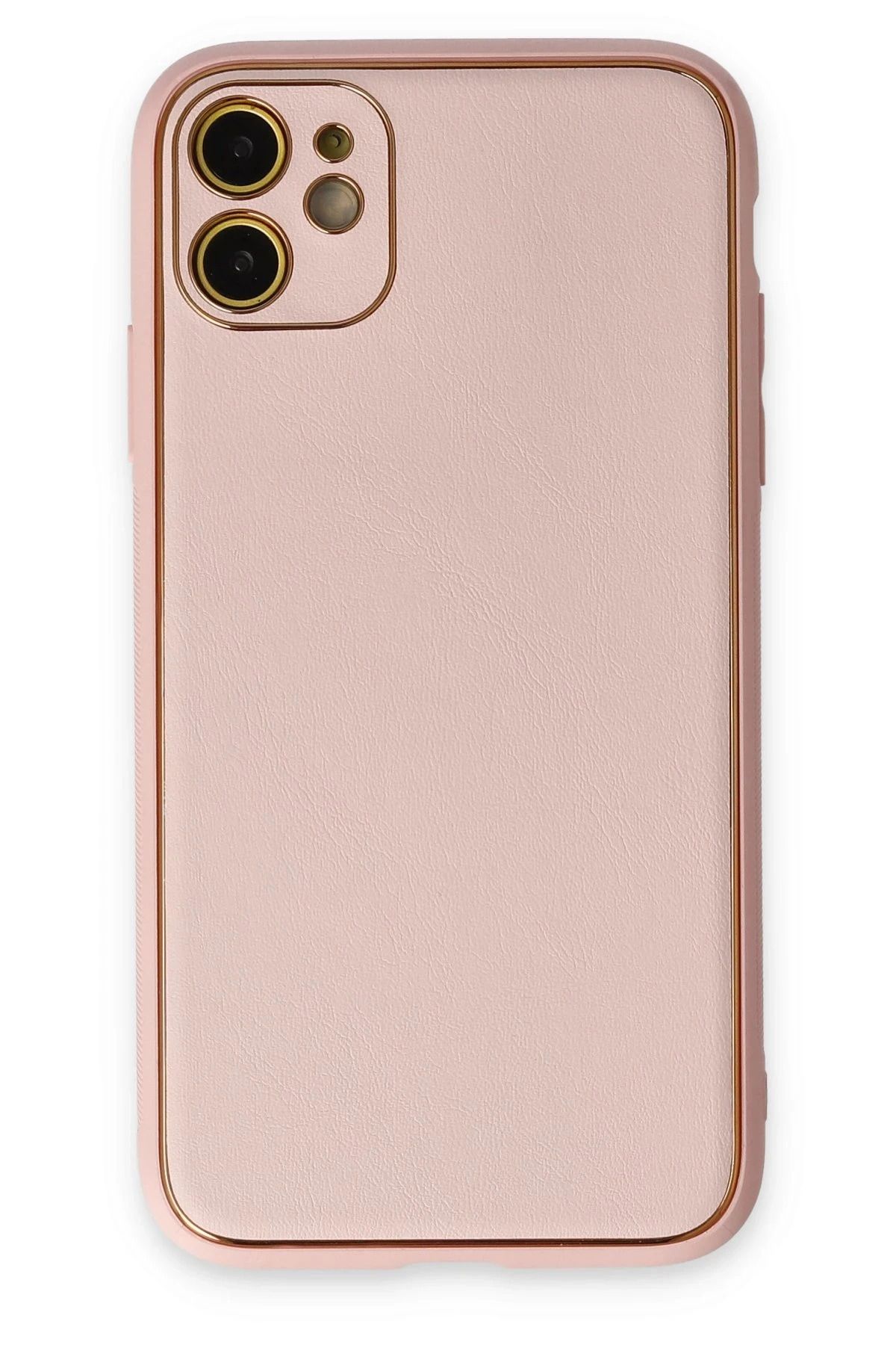NewFace iPhone 12 Kılıf Coco Deri Silikon Kapak - Pudra JOJUA