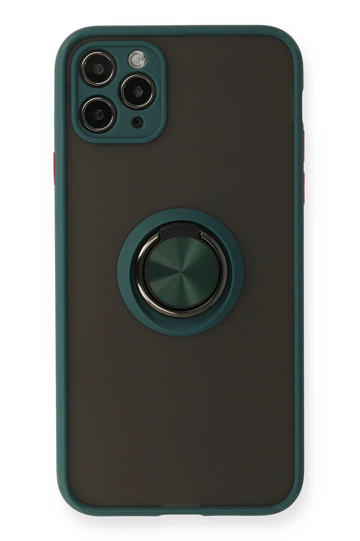 NewFace iPhone 11 Pro Kılıf Montreal Yüzüklü Silikon Kapak - Yeşil INSLM