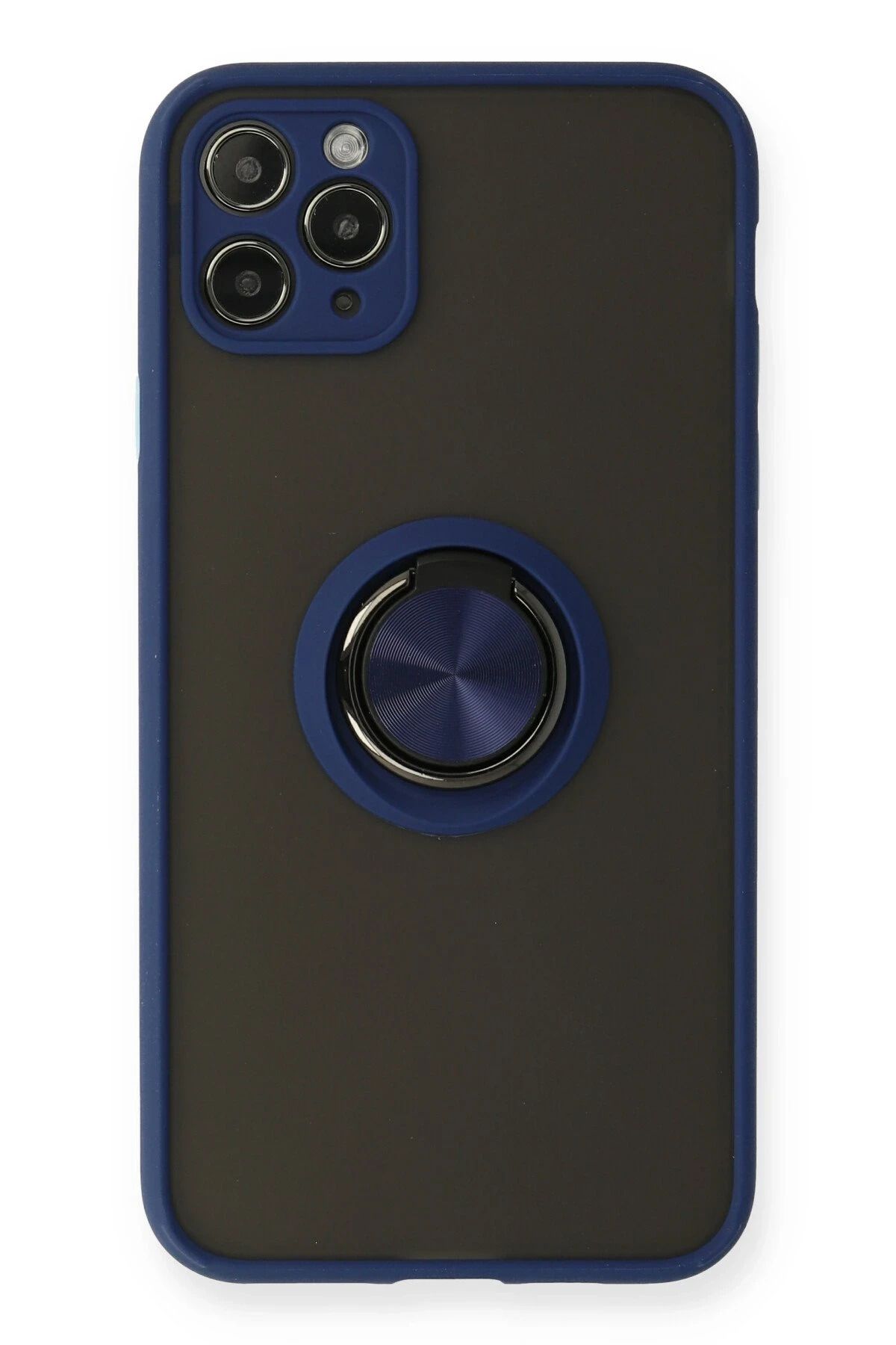 NewFace iPhone 11 Pro Max Kılıf Montreal Yüzüklü Silikon Kapak - Lacivert HNZRN