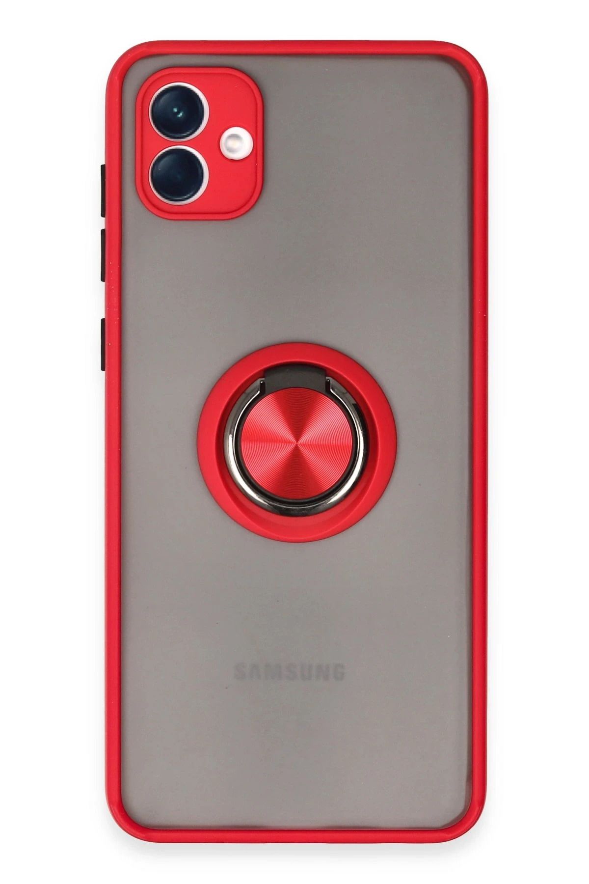 NewFace Samsung Galaxy A04 Kılıf Montreal Yüzüklü Silikon Kapak - Kırmızı FERRG
