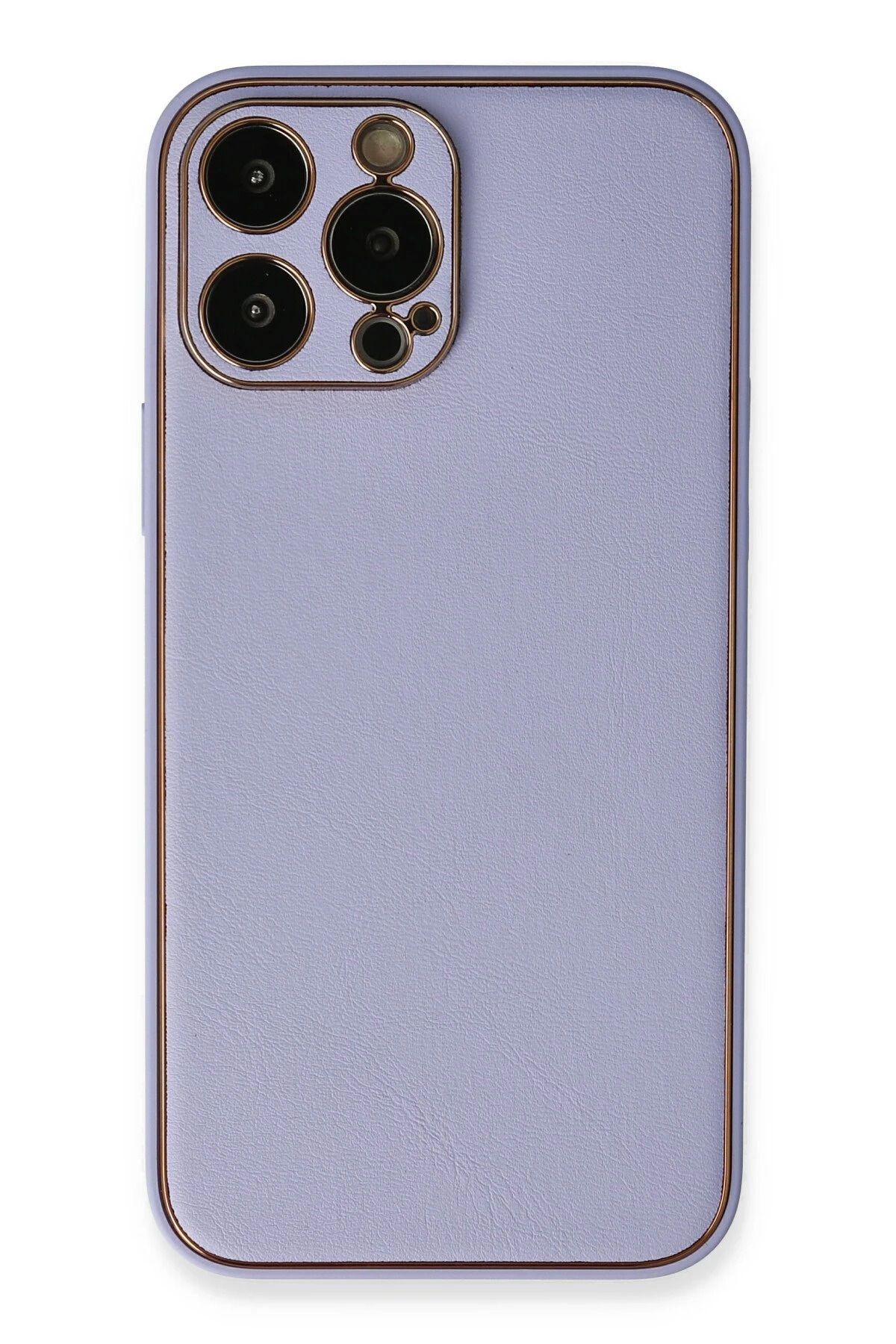NewFace iPhone 13 Pro Max Kılıf Coco Deri Silikon Kapak - Açık Lila FERRG