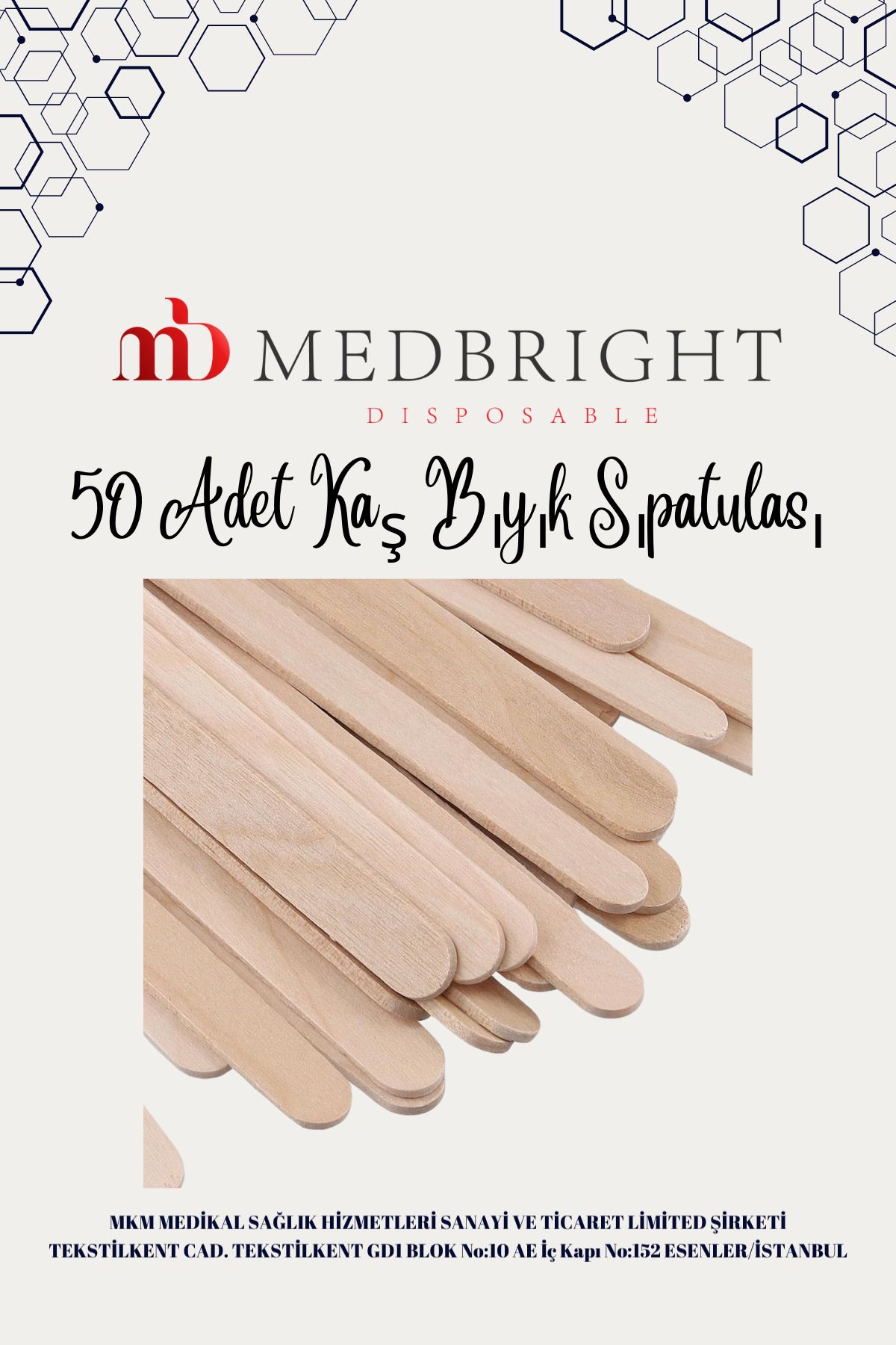MEDBRIGHT 50 adet bıyık spatulası
