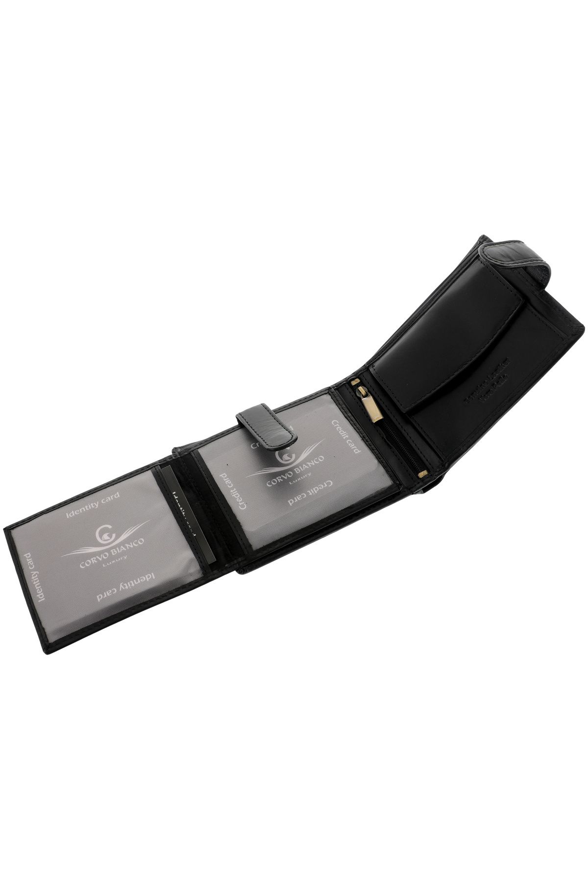 GiftExpress-Corvo Luxury Black Leather Men's Wallet 4