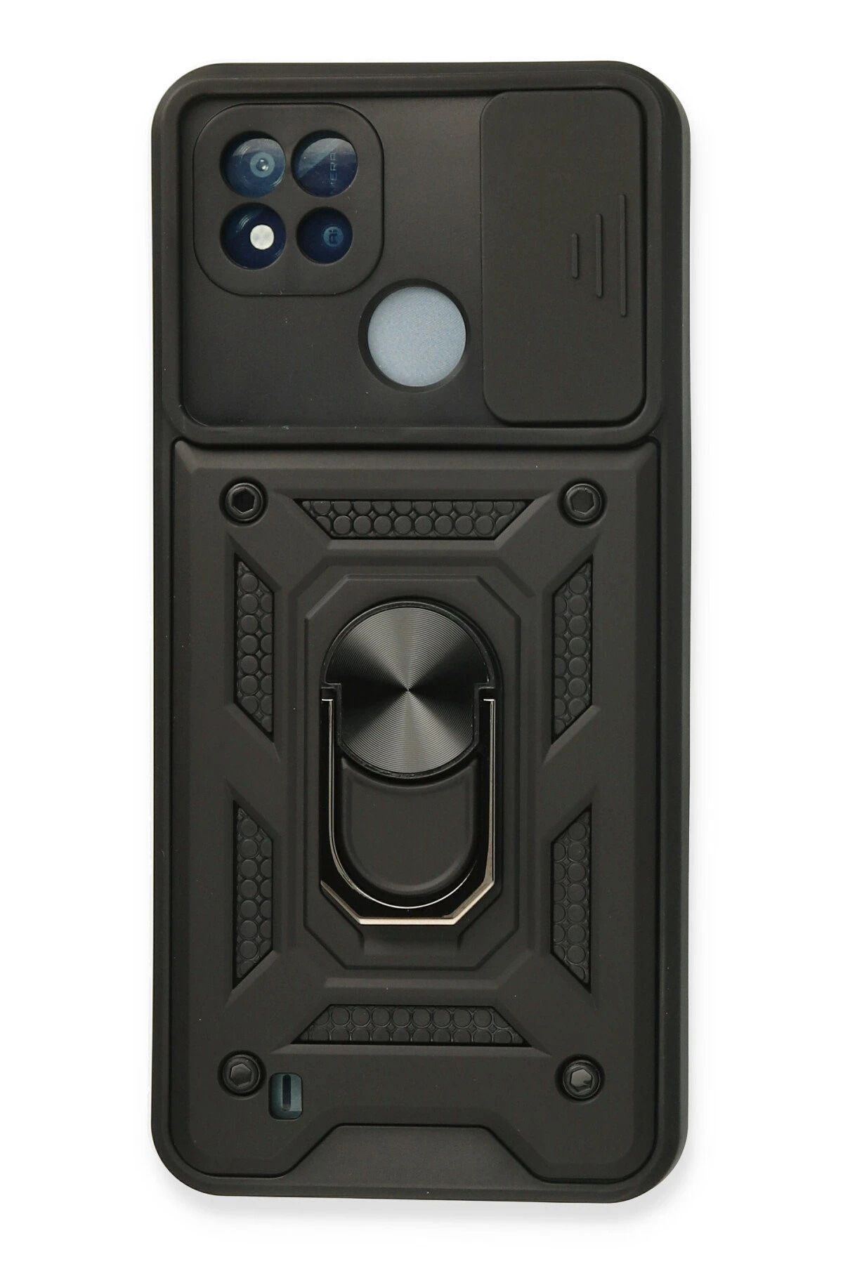 NewFace Realme C11 2021 Kılıf Pars Lens Yüzüklü Silikon - Siyah FERRG