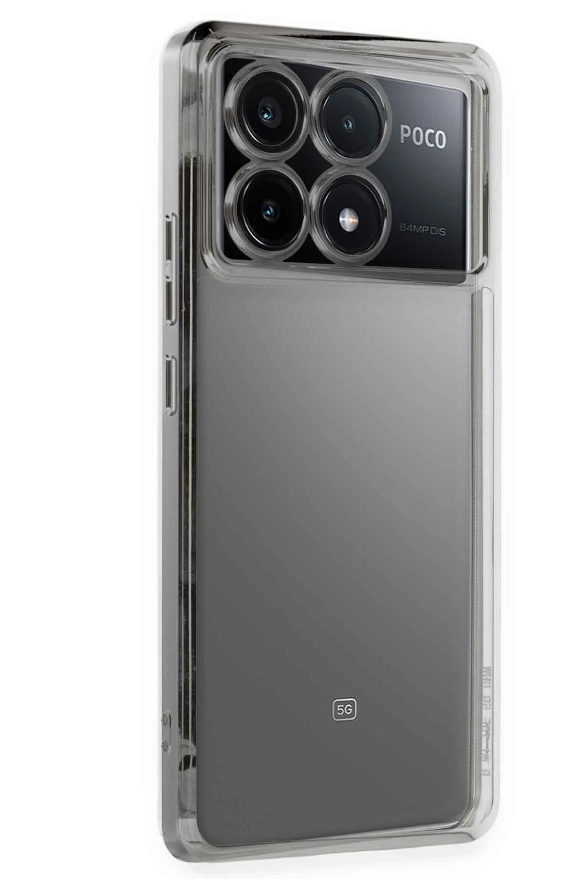NewFace Xiaomi Poco X6 Pro Kılıf Lensli Silikon - Gümüş NRMSA