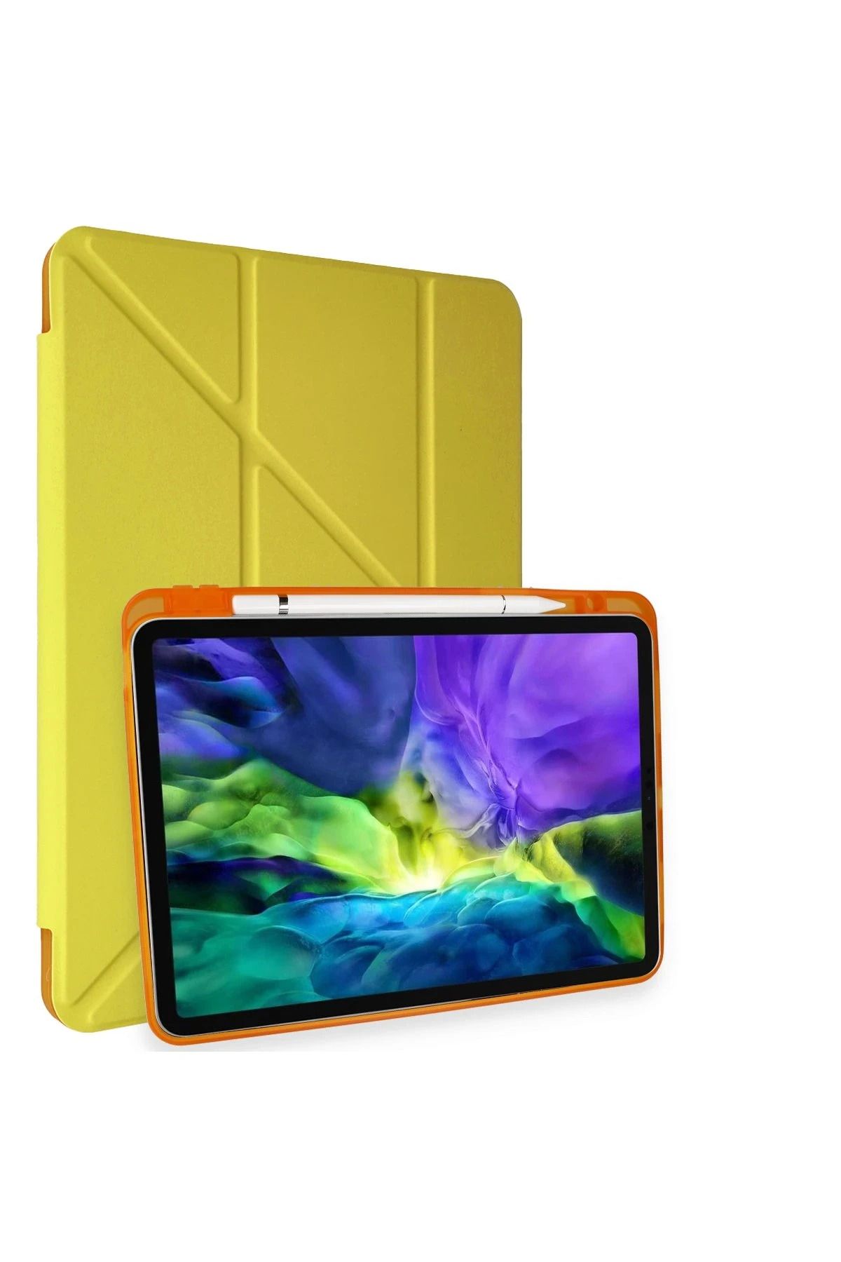 NewFace iPad Pro 11 (2018) Kılıf Kalemlikli Mars Tablet Kılıfı - Açık Sarı INSLM