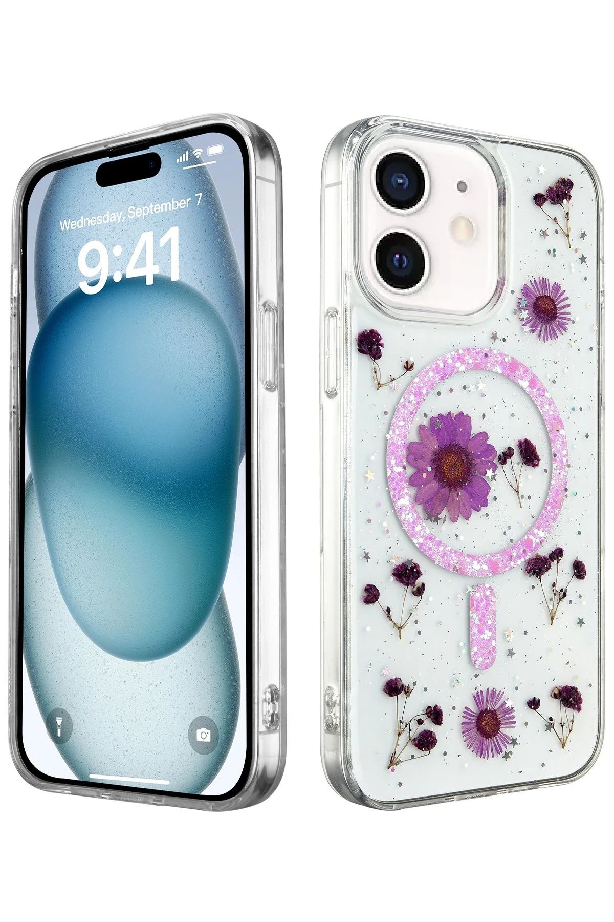 NewFace iPhone 11 Kılıf Daisy Simli Magsafe Kapak - Mor BSTMY