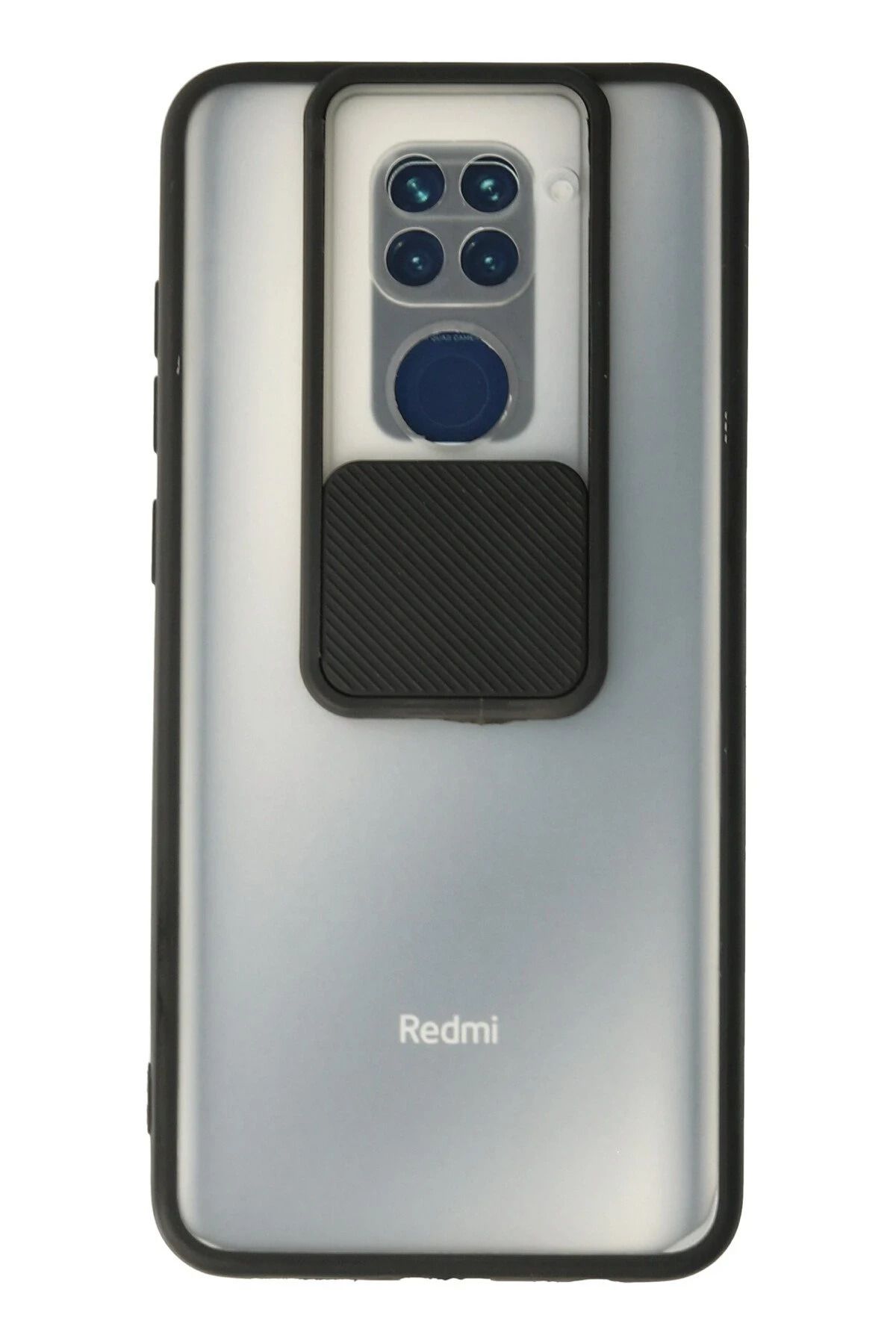 NewFace Xiaomi Redmi Note 9 Kılıf Palm Buzlu Kamera Sürgülü Silikon - Siyah BSTMY
