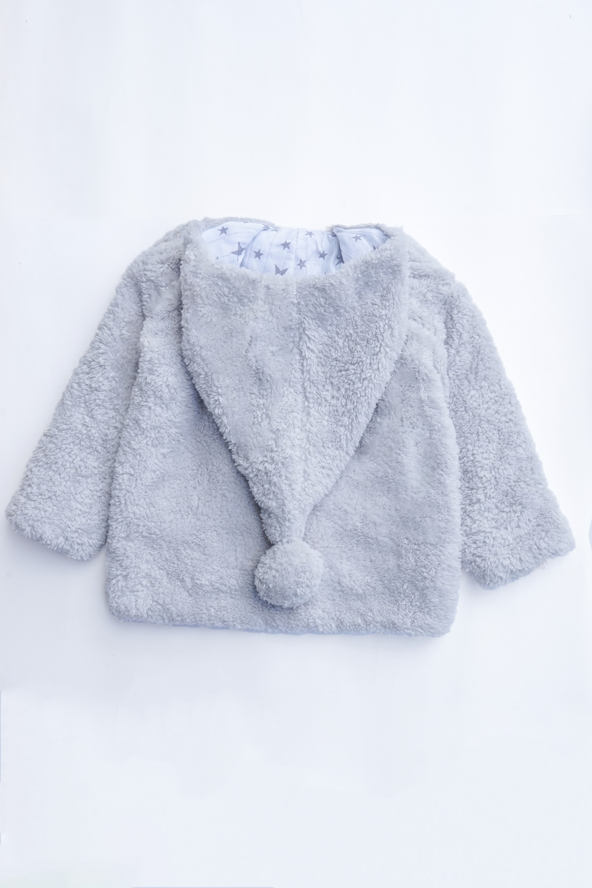 ipek atlas Kız Erkek Bebek Ve Çocuk Müslin Astarlı Ponponlu Kapüşonlu Mont fotoğrafı 2 (önizleme)