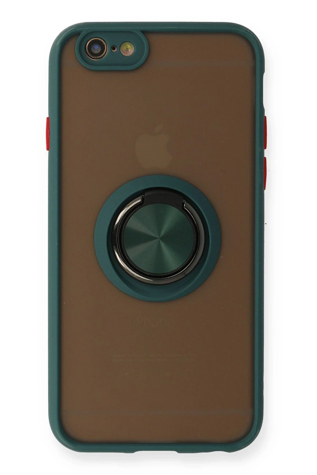 NewFace iPhone 6 Kılıf Montreal Yüzüklü Silikon Kapak - Yeşil BSTMY