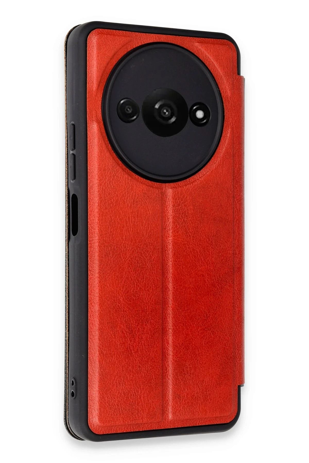 cepmoda redmi A3 (4G) & poco C61 Kapaklı Telefon Kılıfı | Yerli Deri, Kartlıklı | KIRMIZI