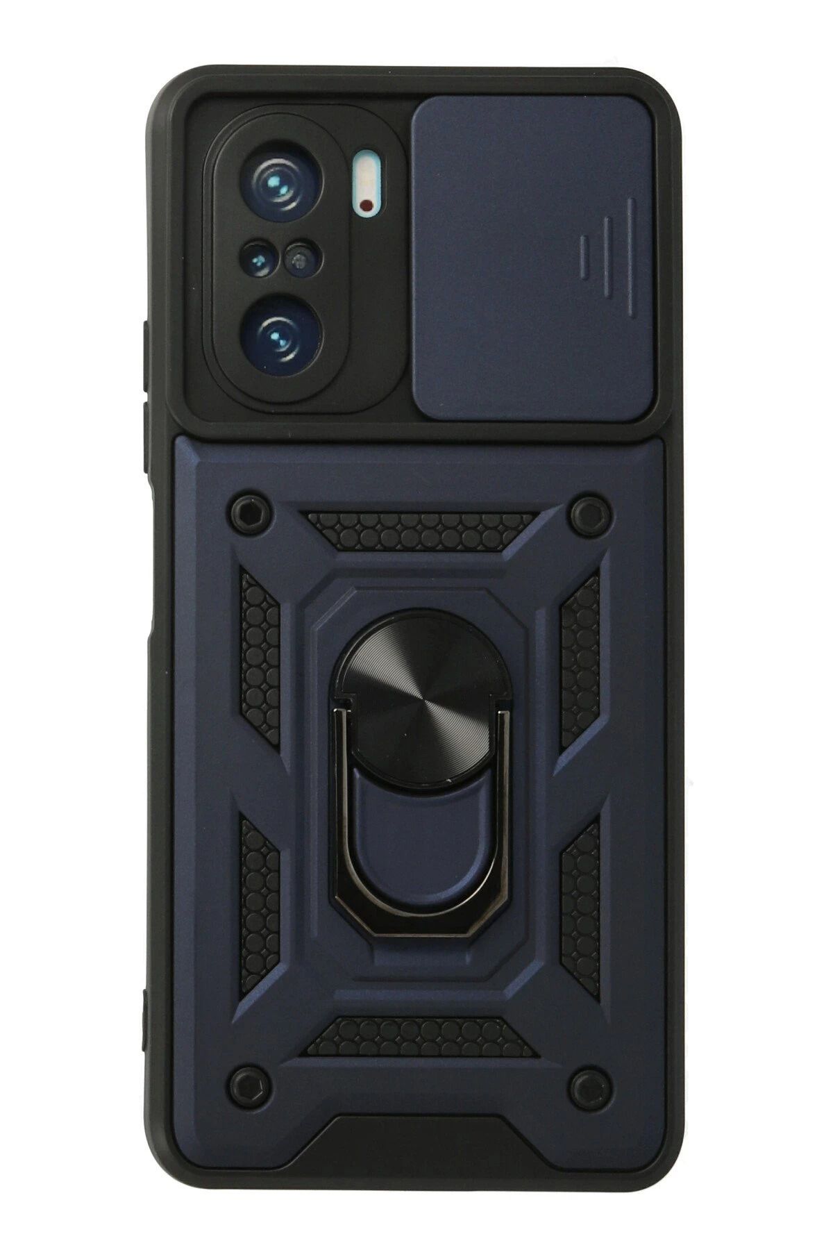 NewFace Xiaomi Poco F3 Kılıf Pars Lens Yüzüklü Silikon - Lacivert NRMSA