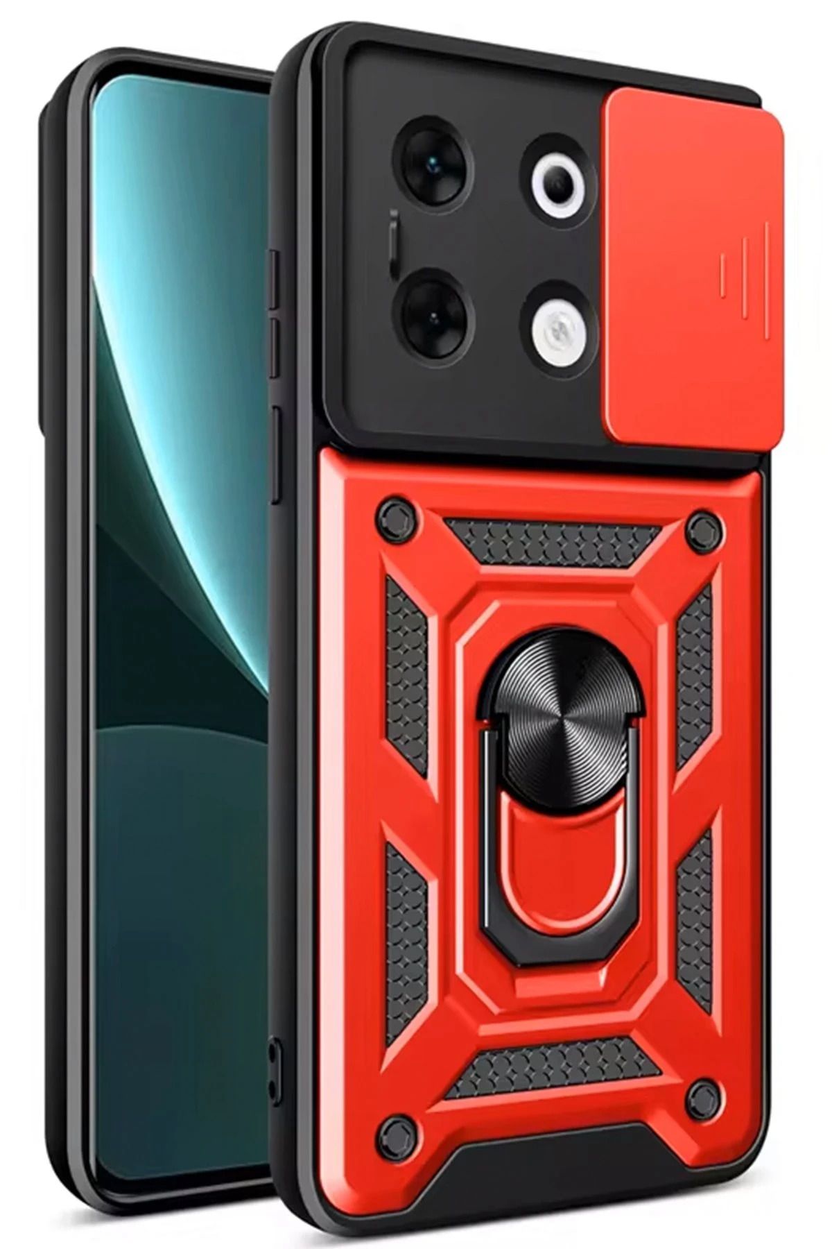 NewFace İnfinix Zero 30 5G Kılıf Pars Lens Yüzüklü Silikon - Kırmızı BSTMY