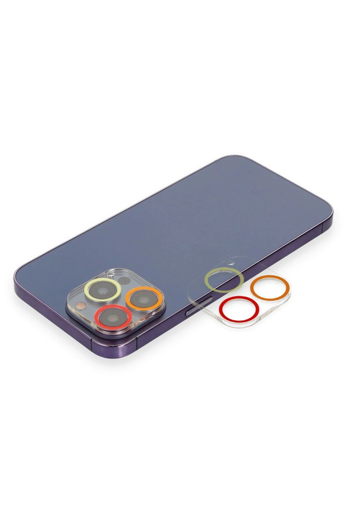 NewFace iPhone 13 Pro Renkli Kamera Lens Koruma Cam - Turuncu-Kırmızı FERRG
