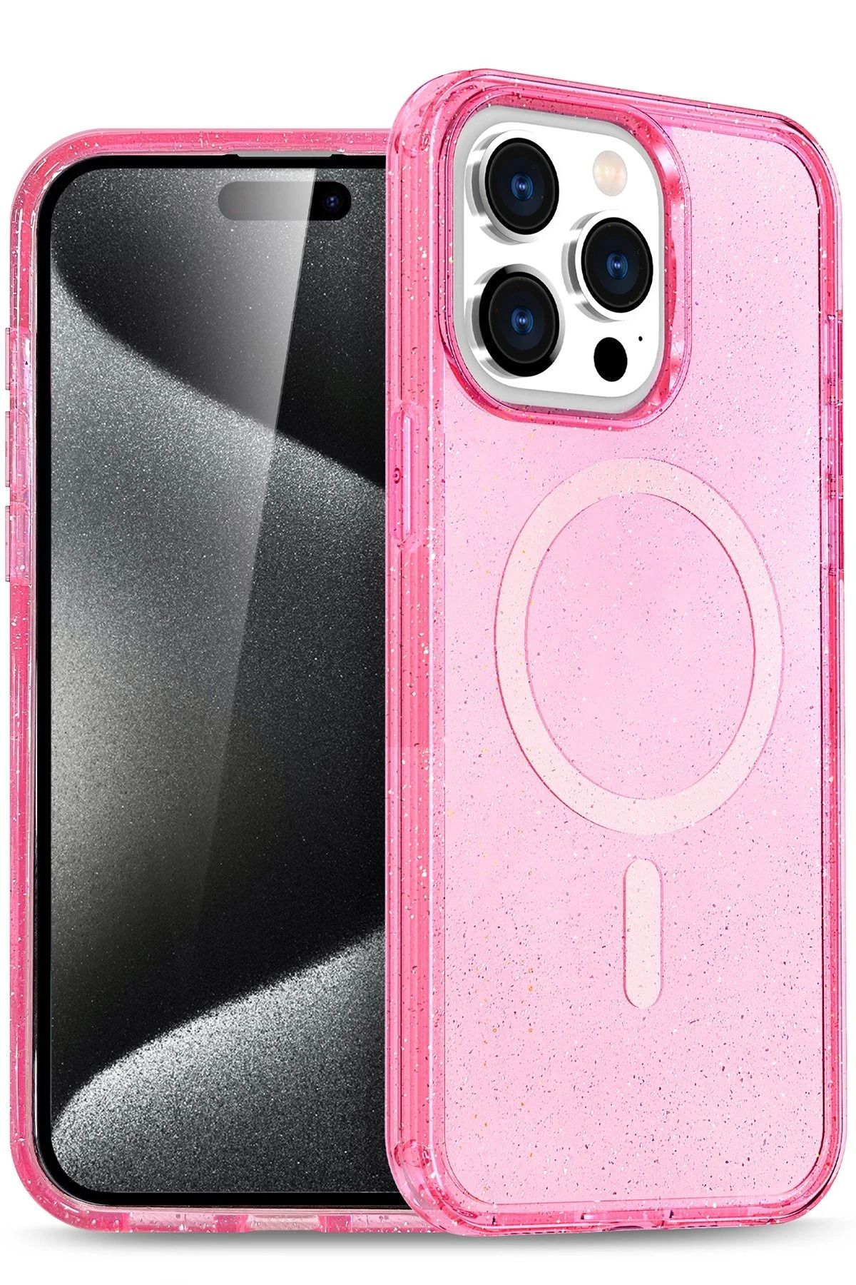 NewFace iPhone 14 Pro Kılıf Glow Magsafe Kapak - Pembe HNZRN