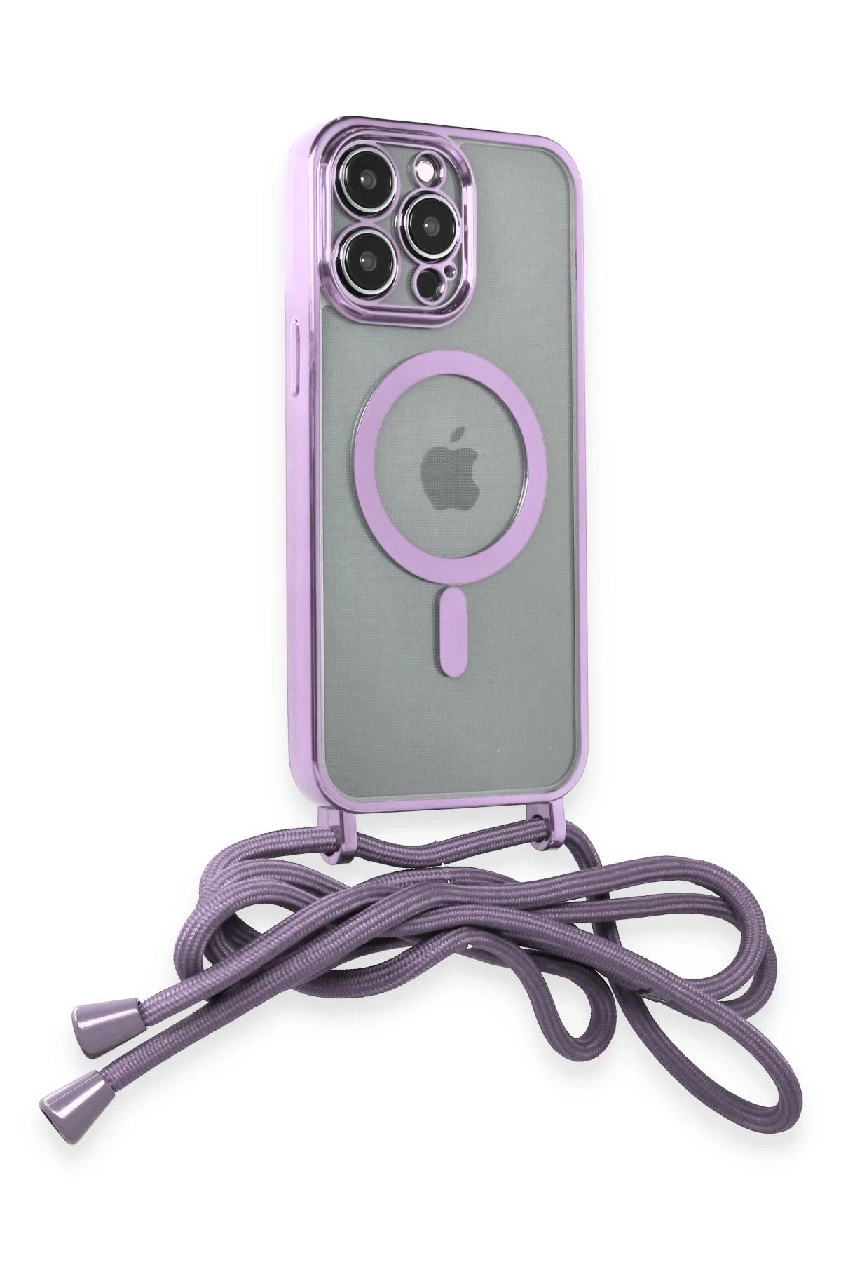 cepmoda iPhonE 13 PRO MAX | DiVO Taşıma iP Askılı Lazer Magsafe Silikon Telefon Kılıfı | LİLA