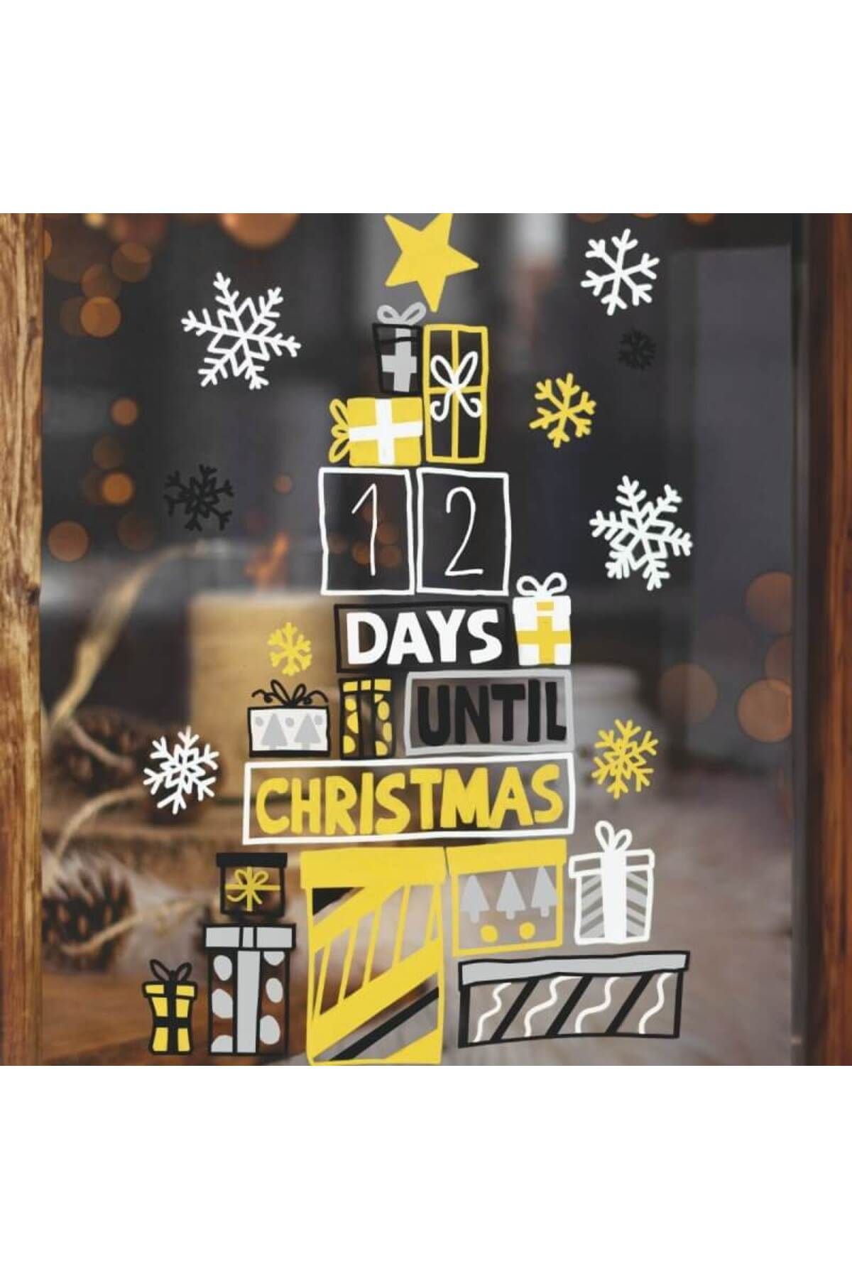 UNİ-BALL-Set of 4 chalk markers Christmas Edition glass decoration with 2 UNI Scandinavian stencils 5